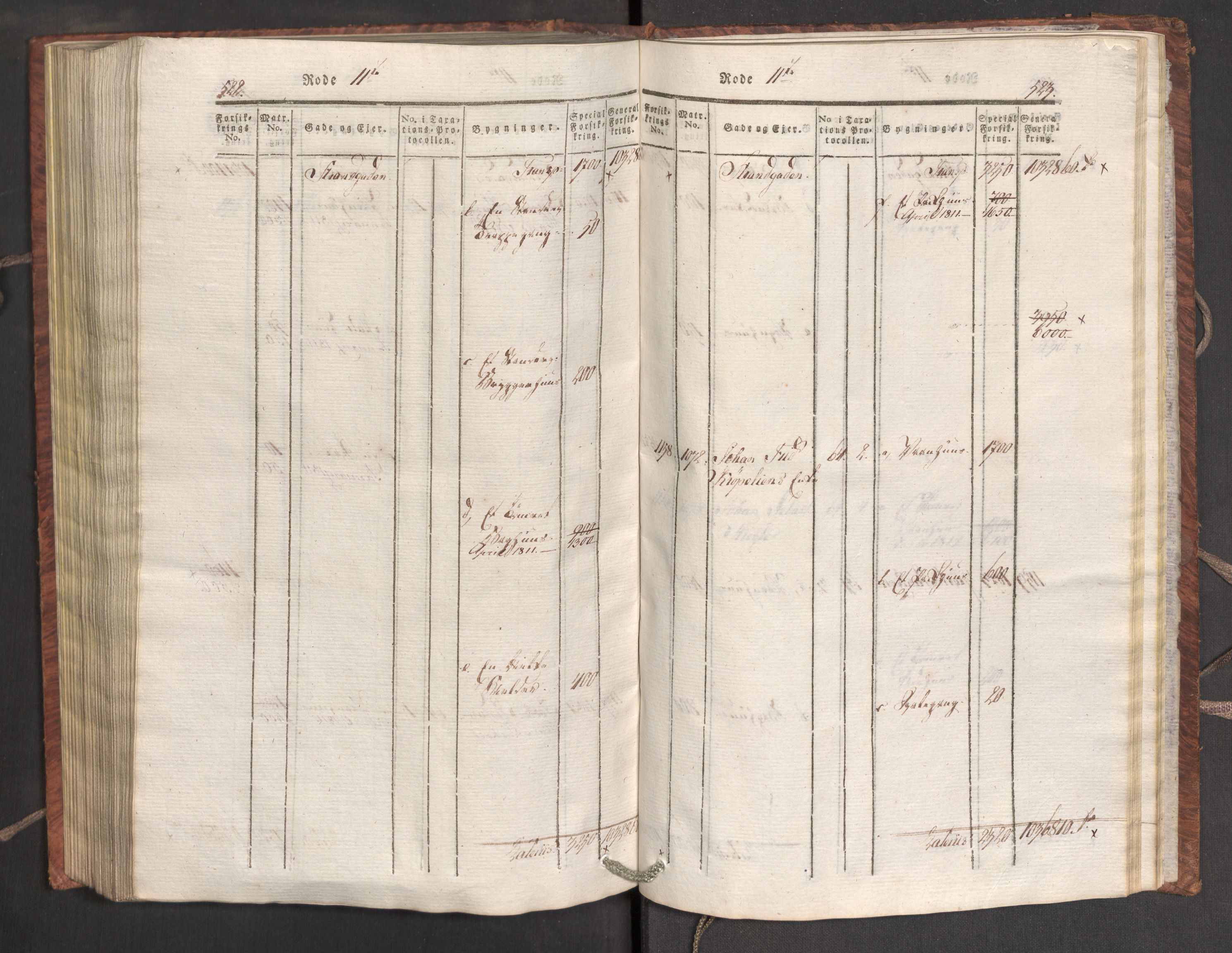 Kommersekollegiet, Brannforsikringskontoret 1767-1814, RA/EA-5458/F/Fa/L0007/0001: Bergen / Branntakstprotokoll, 1807-1817, s. 522-523