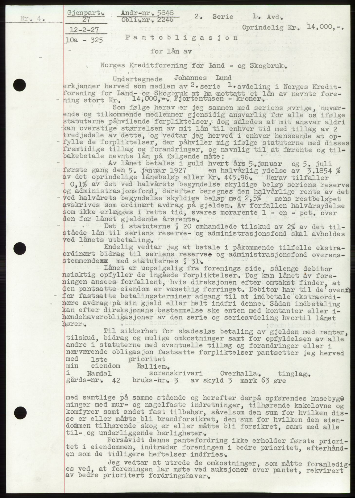 Namdal sorenskriveri, SAT/A-4133/1/2/2C: Pantebok nr. -, 1926-1930, Tingl.dato: 12.02.1927