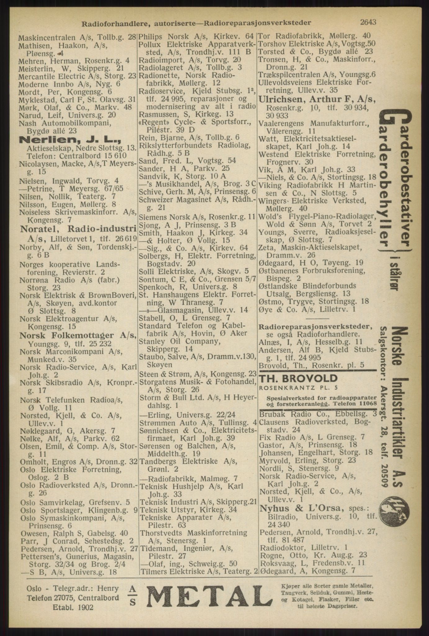 Kristiania/Oslo adressebok, PUBL/-, 1937, s. 2643