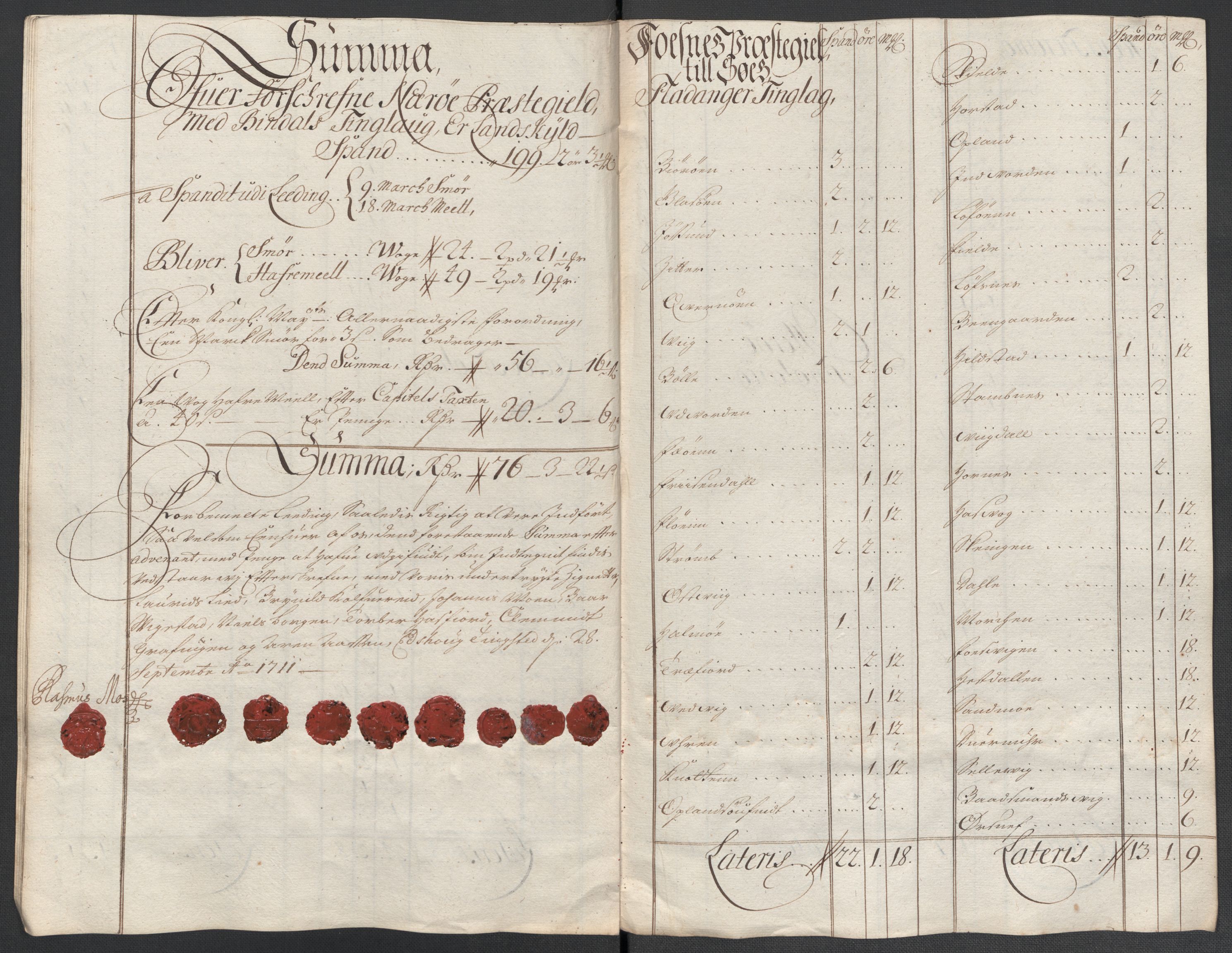 Rentekammeret inntil 1814, Reviderte regnskaper, Fogderegnskap, AV/RA-EA-4092/R64/L4432: Fogderegnskap Namdal, 1711, s. 181