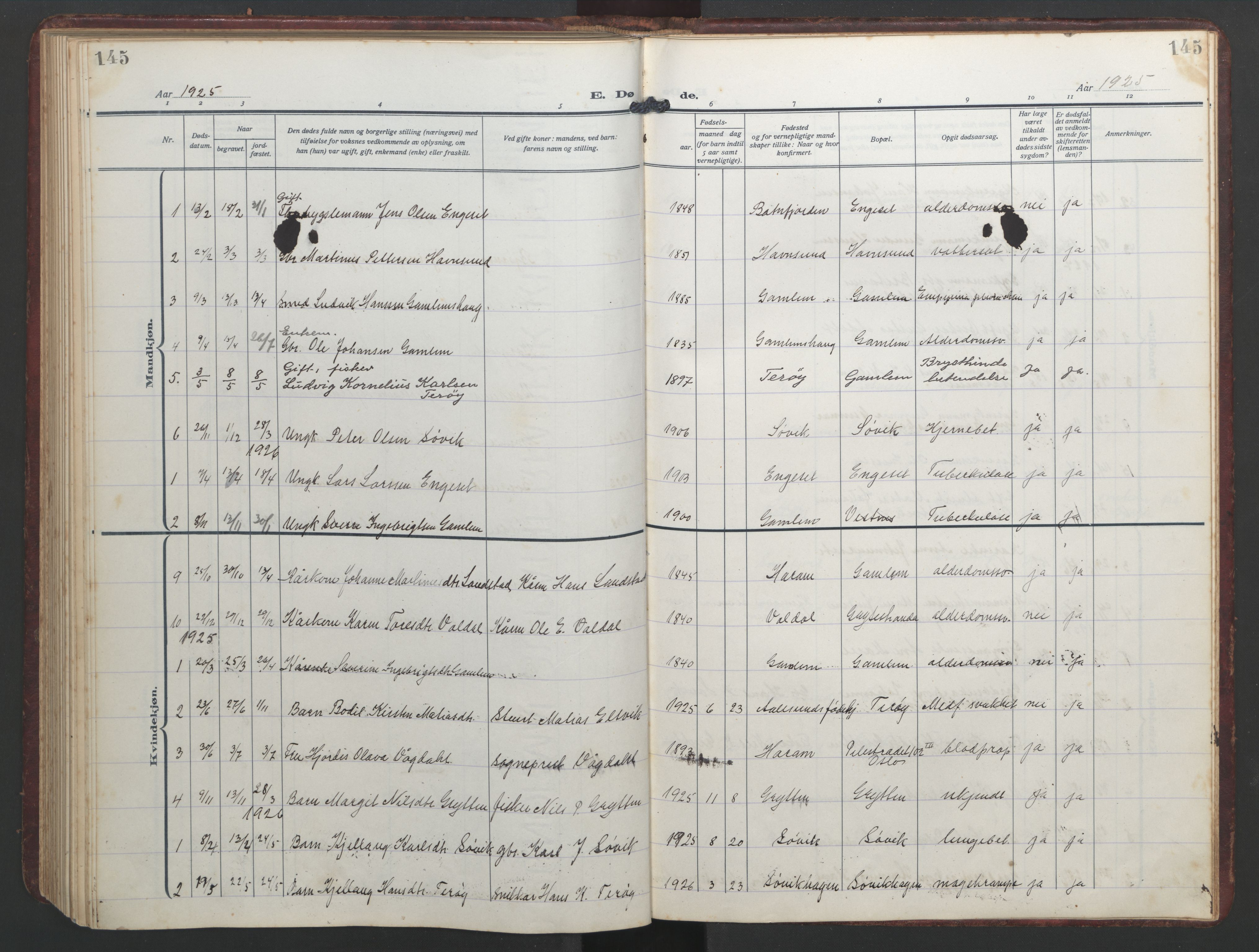 Ministerialprotokoller, klokkerbøker og fødselsregistre - Møre og Romsdal, SAT/A-1454/526/L0384: Klokkerbok nr. 526C01, 1917-1952, s. 145