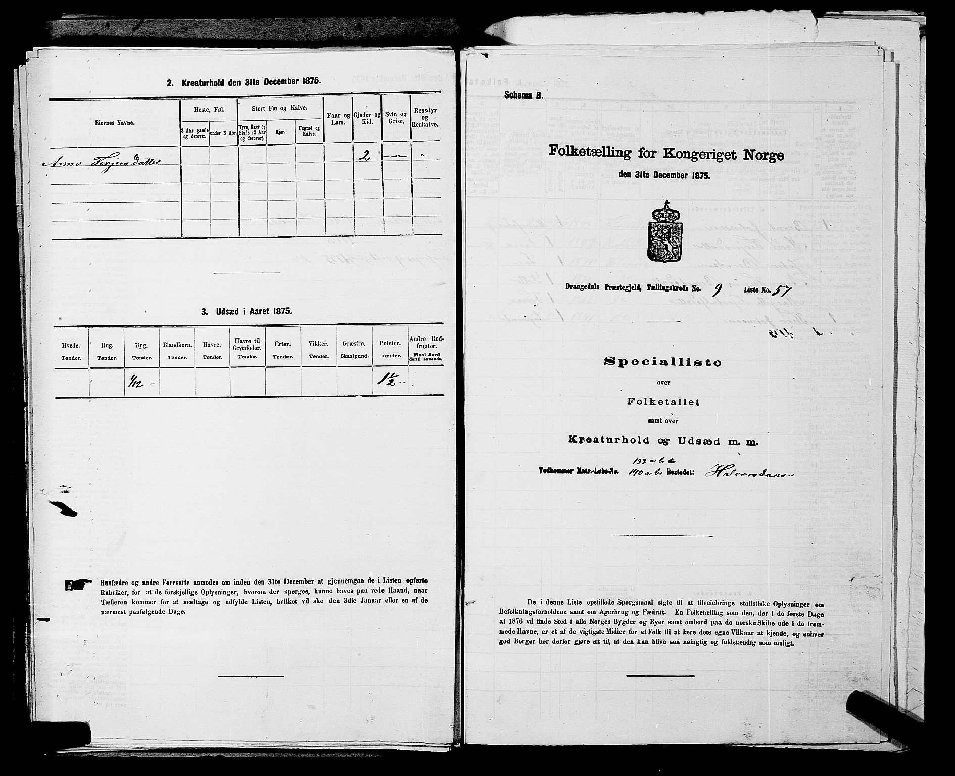 SAKO, Folketelling 1875 for 0817P Drangedal prestegjeld, 1875, s. 990