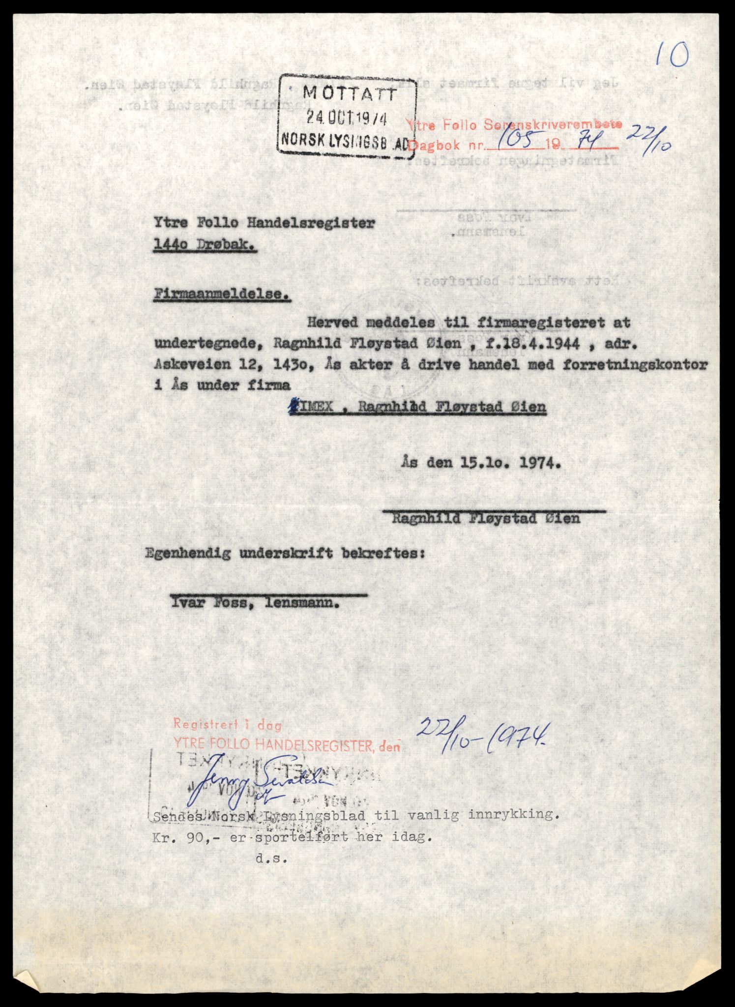 Ytre Follo tingrett, AV/SAT-A-10177/K/Kb/Kba/L0003: Enkeltmannsforetak, I - L, 1890-1989, s. 3