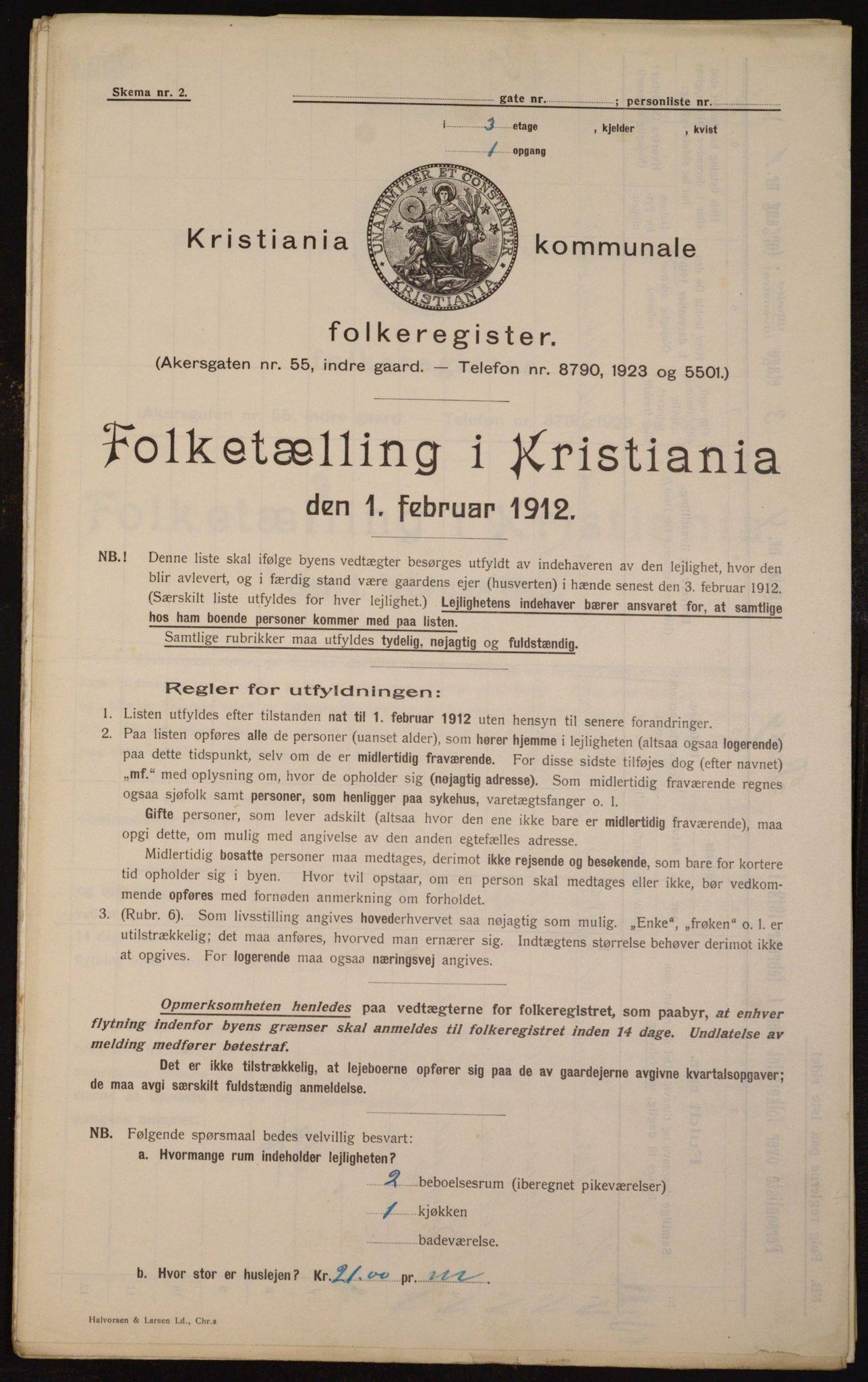 OBA, Kommunal folketelling 1.2.1912 for Kristiania, 1912, s. 7583