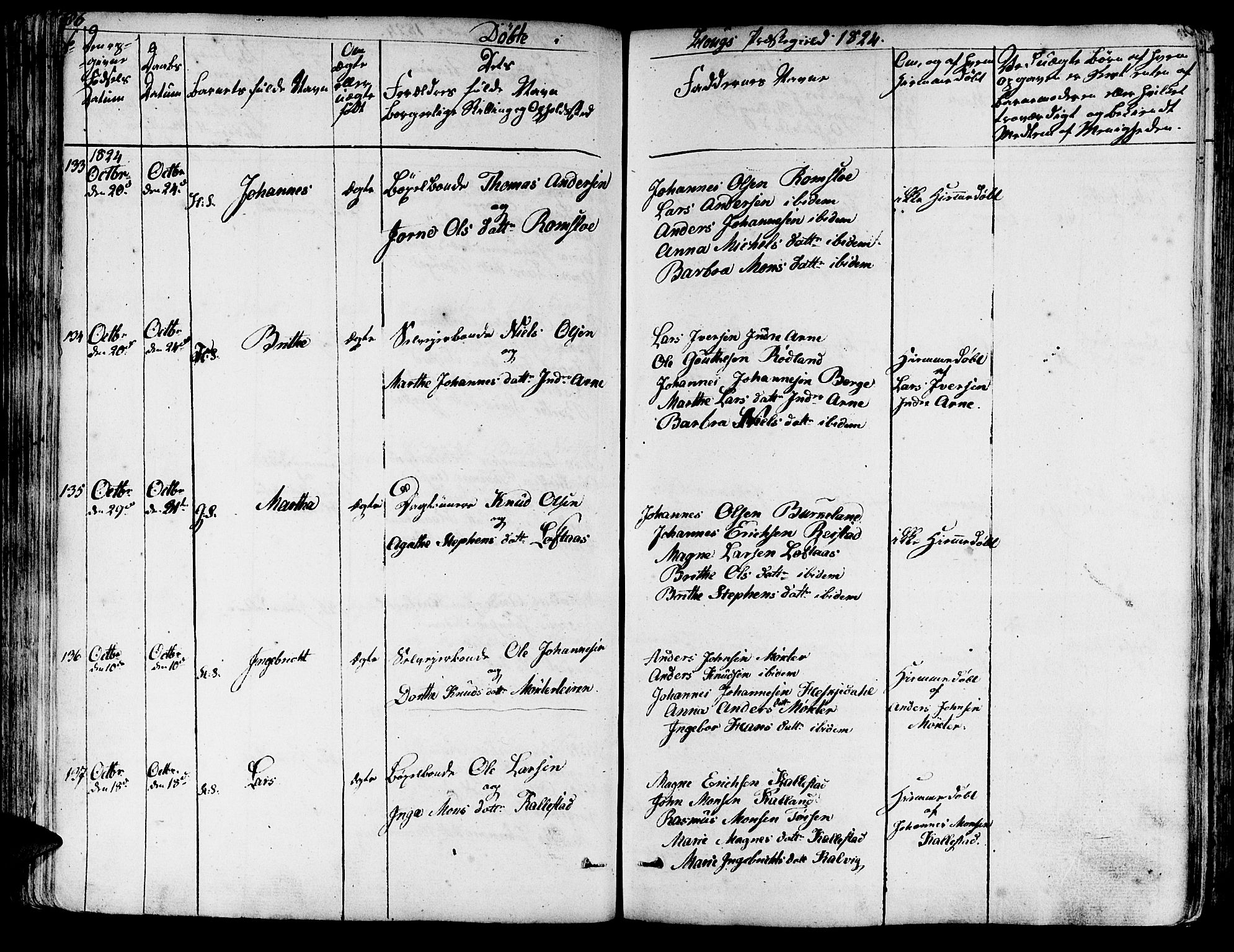 Haus sokneprestembete, SAB/A-75601/H/Haa: Ministerialbok nr. A 13, 1821-1827, s. 86