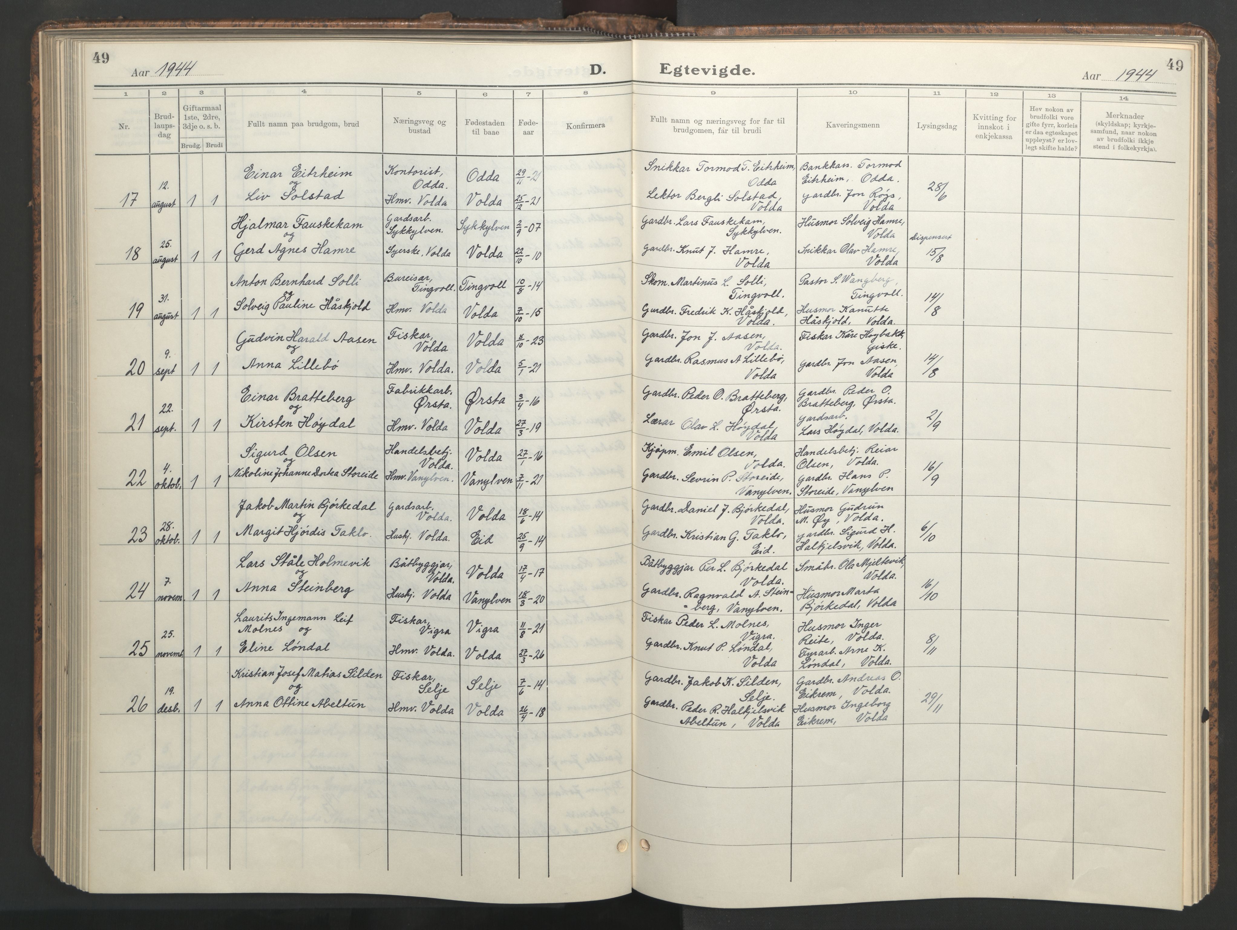 Ministerialprotokoller, klokkerbøker og fødselsregistre - Møre og Romsdal, AV/SAT-A-1454/511/L0161: Klokkerbok nr. 511C07, 1933-1948, s. 49