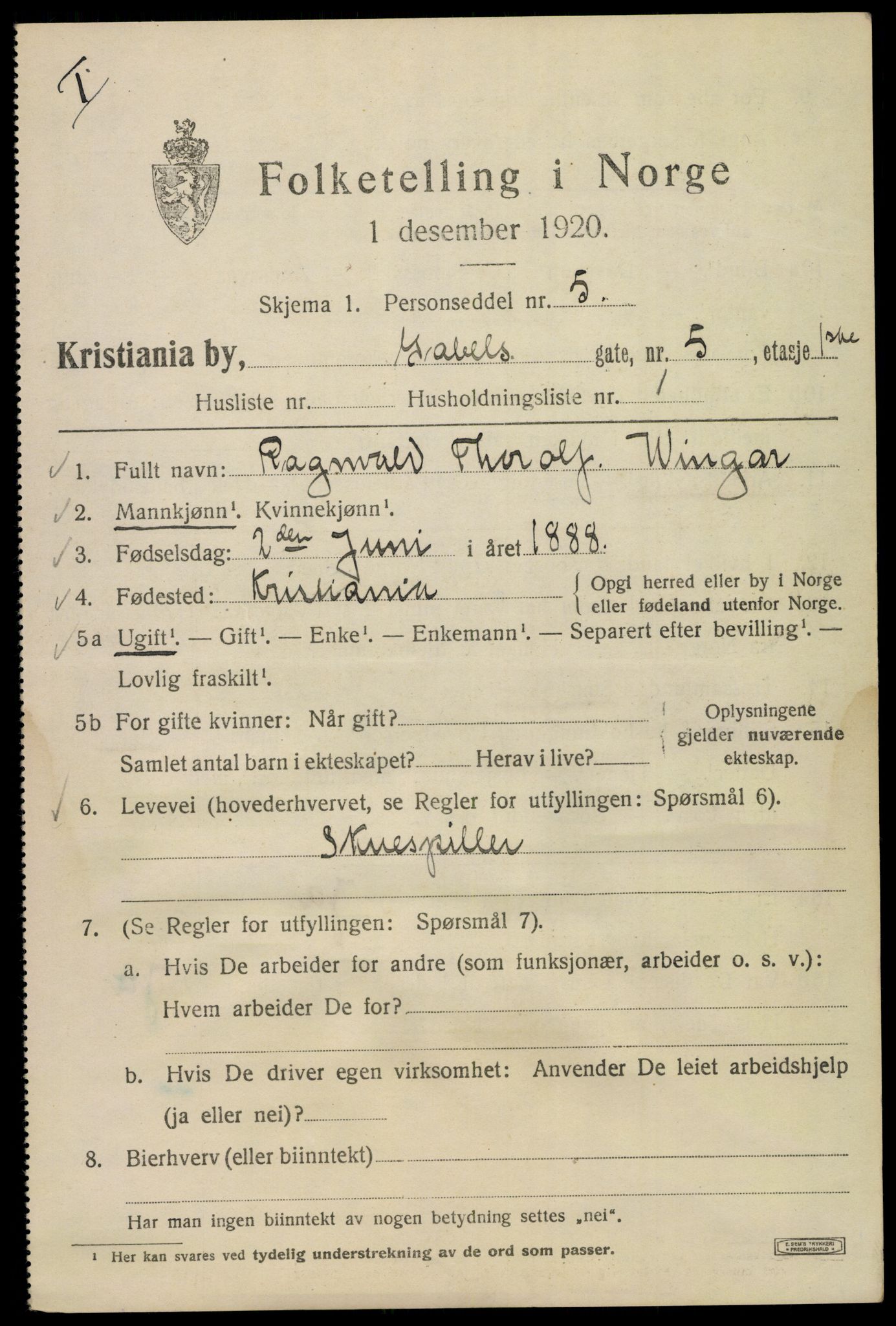 SAO, Folketelling 1920 for 0301 Kristiania kjøpstad, 1920, s. 245863