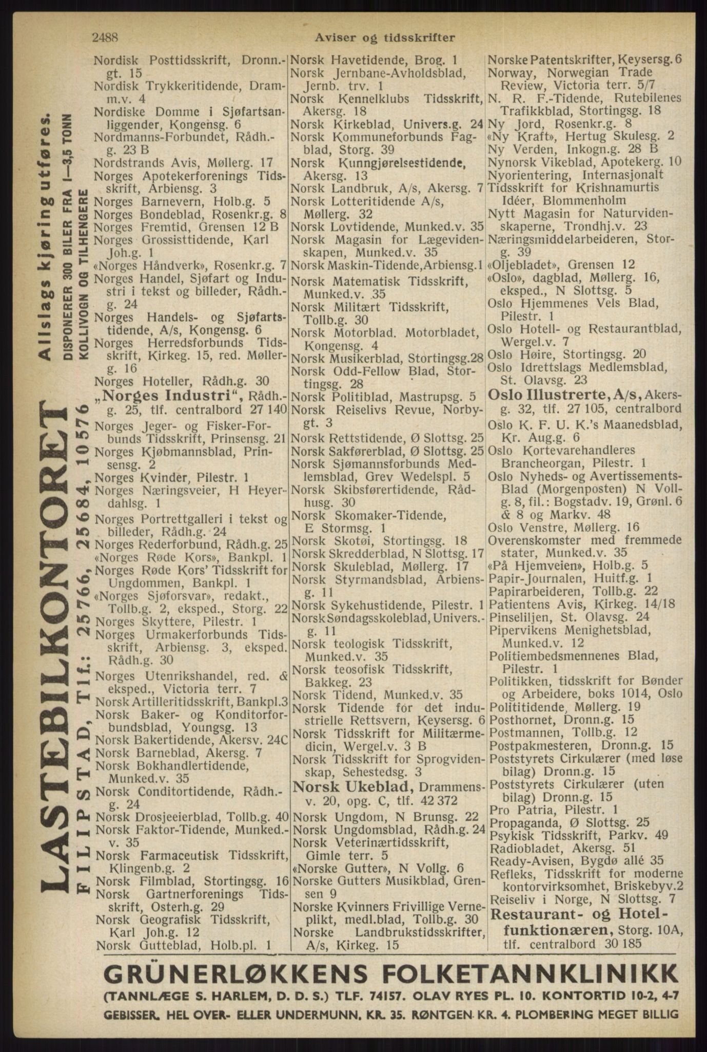 Kristiania/Oslo adressebok, PUBL/-, 1937, s. 2488