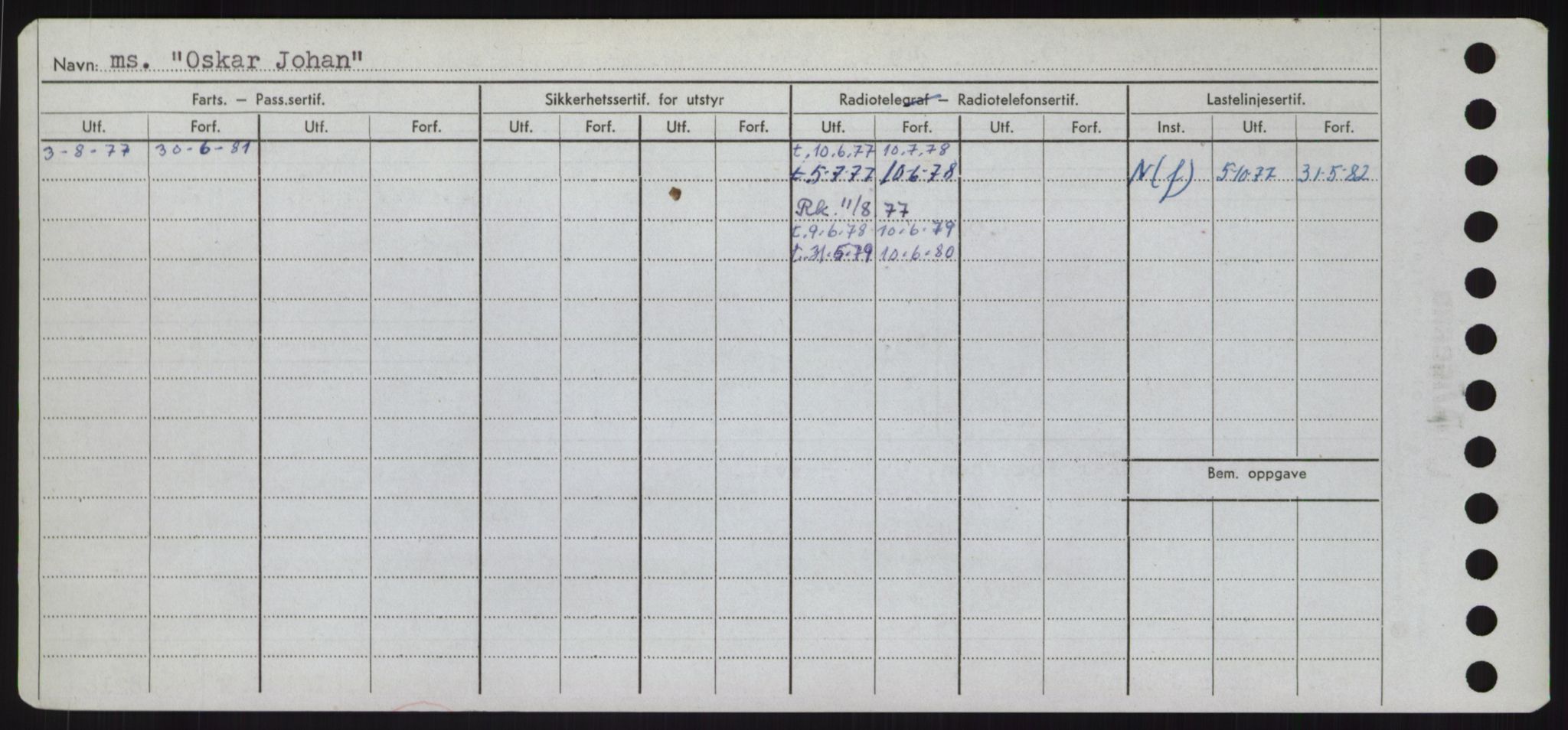 Sjøfartsdirektoratet med forløpere, Skipsmålingen, RA/S-1627/H/Hd/L0028: Fartøy, O, s. 448