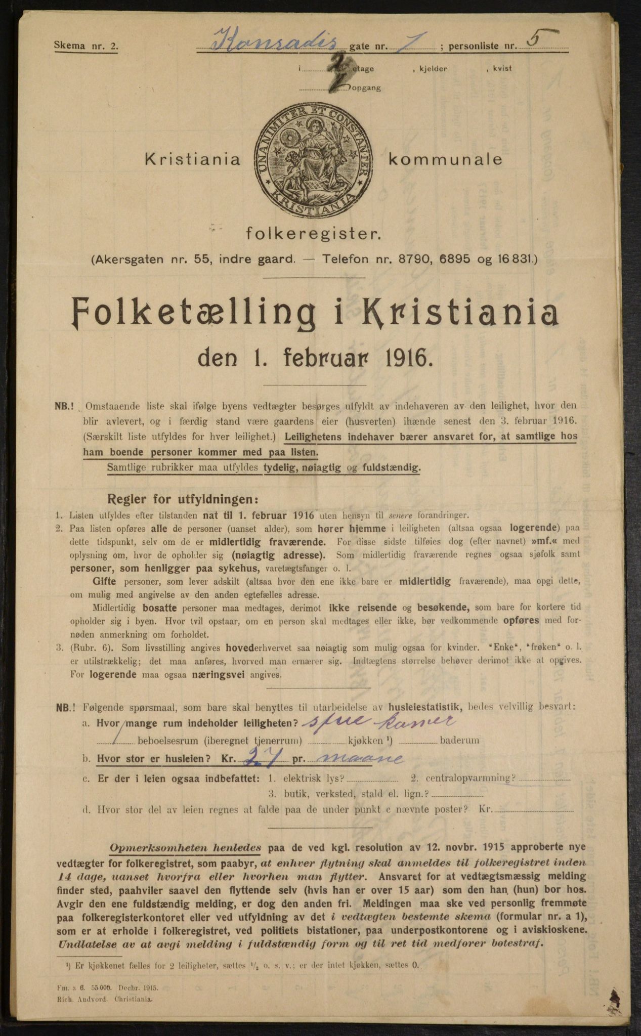 OBA, Kommunal folketelling 1.2.1916 for Kristiania, 1916, s. 13341