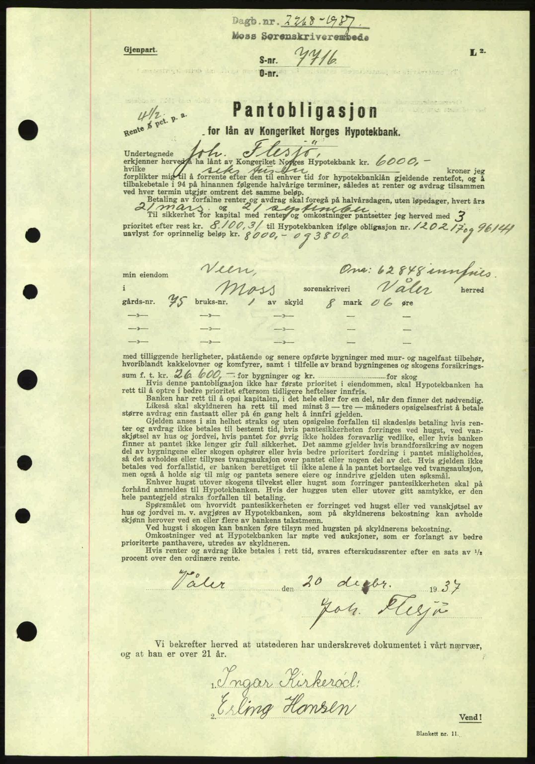 Moss sorenskriveri, SAO/A-10168: Pantebok nr. B4, 1937-1938, Dagboknr: 2268/1937