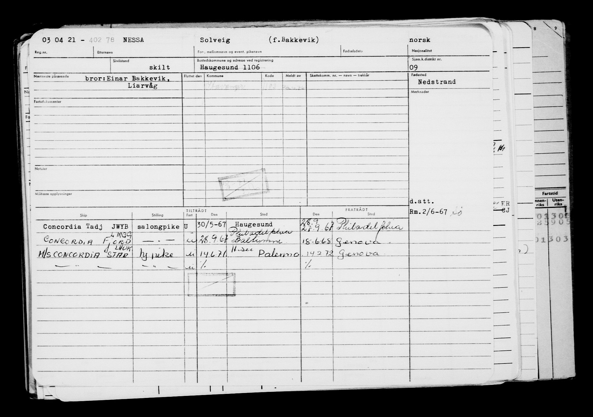 Direktoratet for sjømenn, AV/RA-S-3545/G/Gb/L0192: Hovedkort, 1921, s. 86