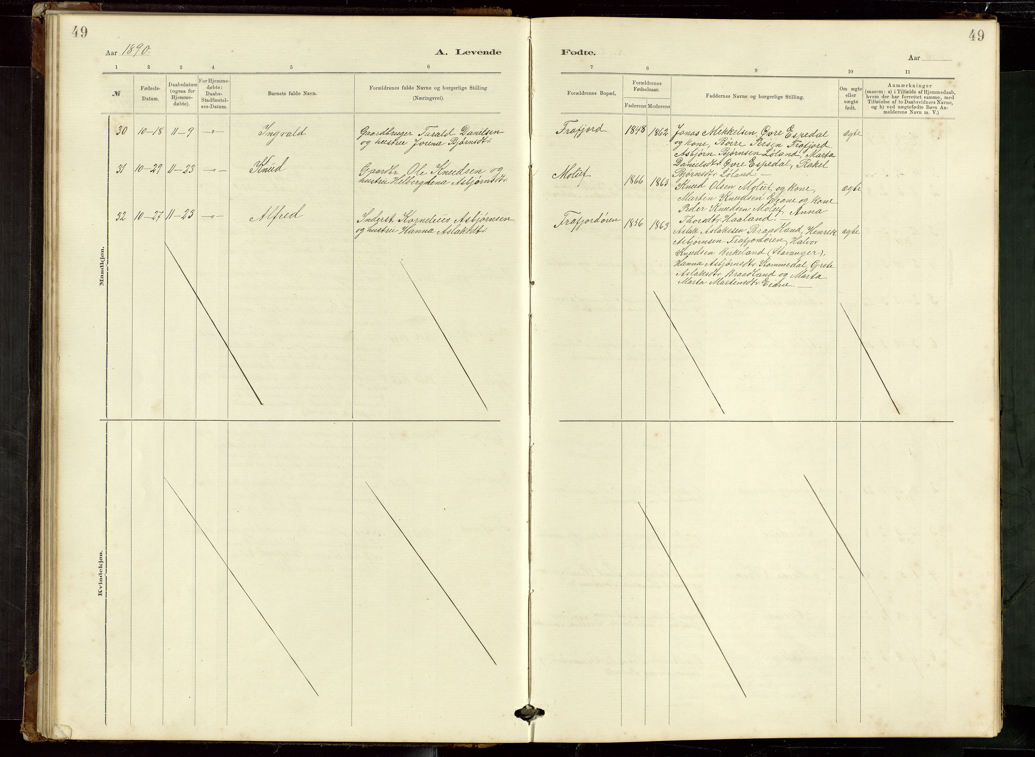 Høgsfjord sokneprestkontor, AV/SAST-A-101624/H/Ha/Hab/L0009: Klokkerbok nr. B 9, 1883-1920, s. 49