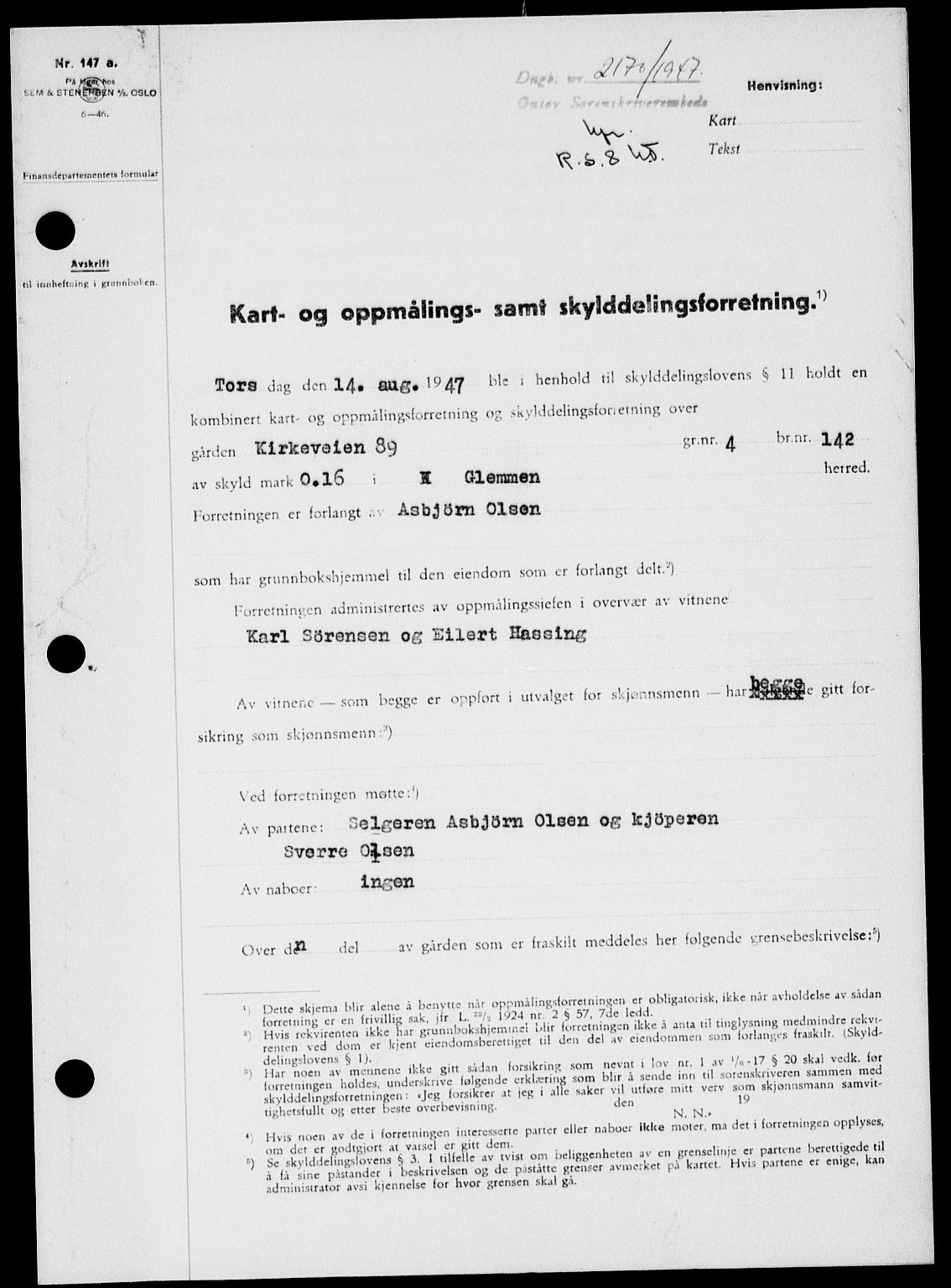 Onsøy sorenskriveri, SAO/A-10474/G/Ga/Gab/L0021: Pantebok nr. II A-21, 1947-1947, Dagboknr: 2170/1947