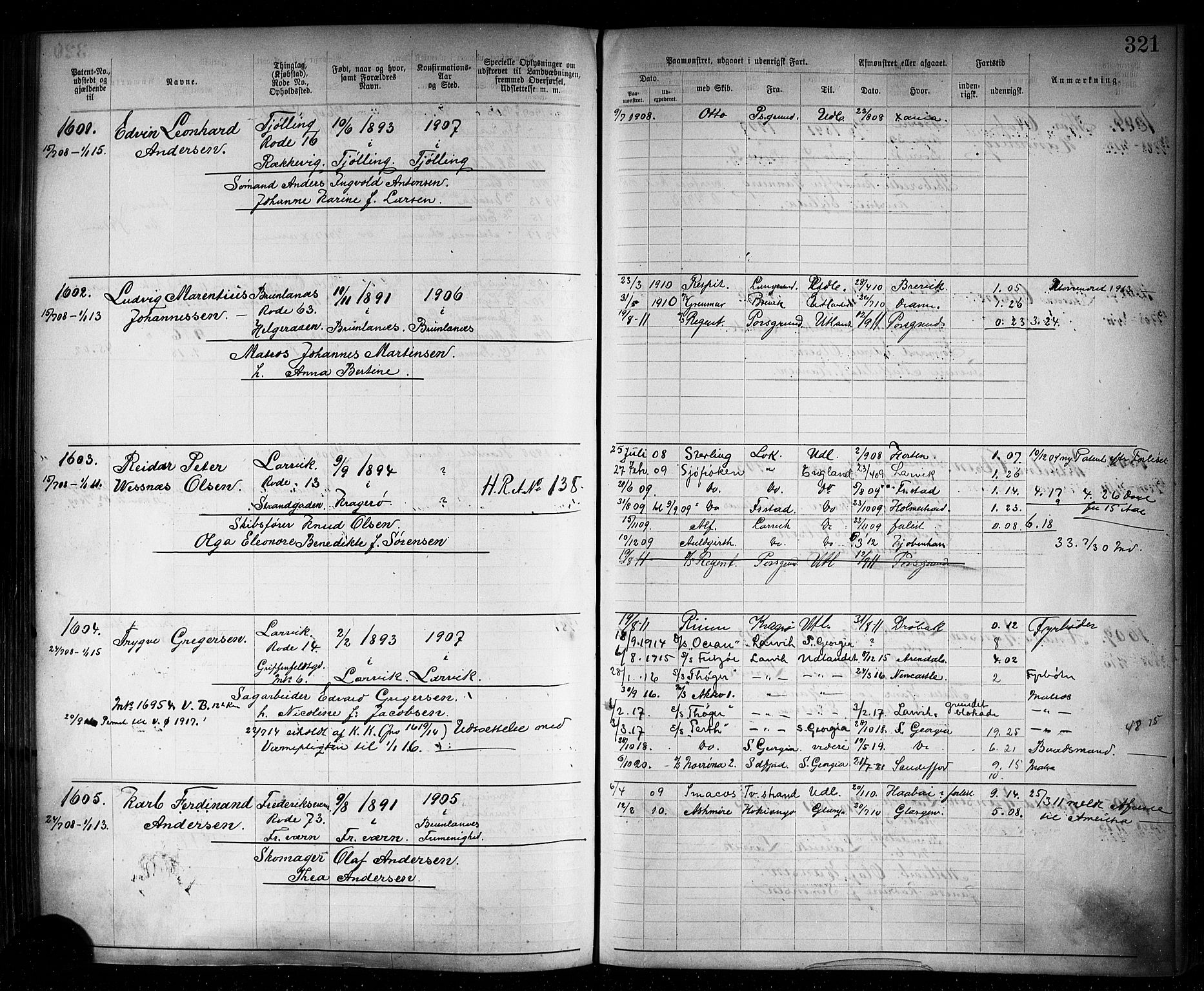 Larvik innrulleringskontor, AV/SAKO-A-787/F/Fb/L0002: Annotasjonsrulle, 1897-1917, s. 324