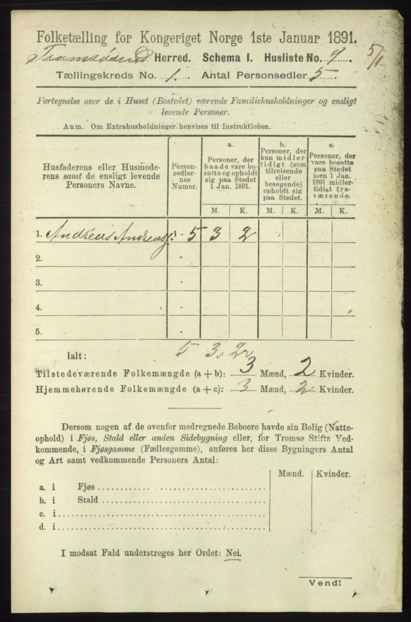 RA, Folketelling 1891 for 1934 Tromsøysund herred, 1891, s. 31