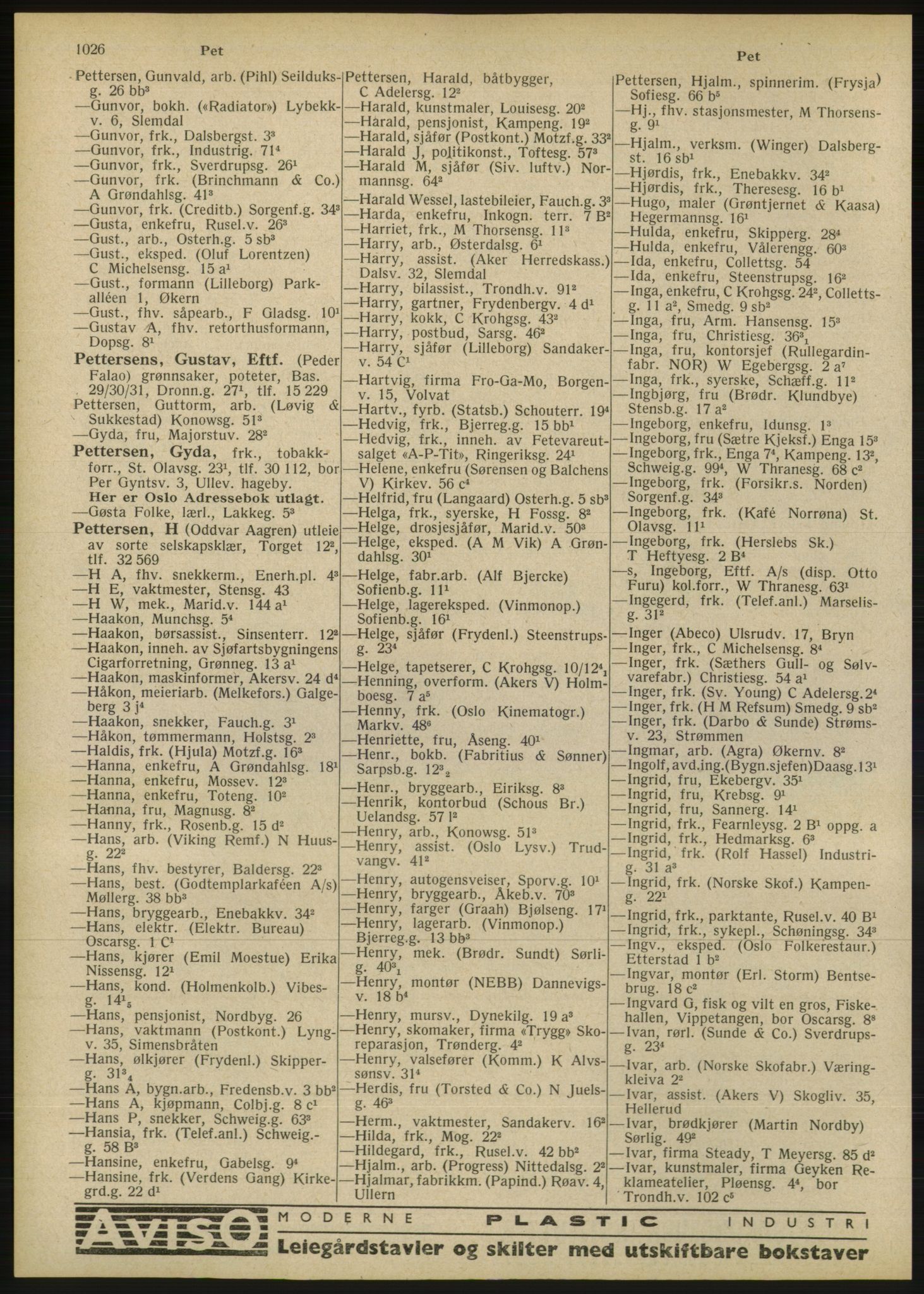 Kristiania/Oslo adressebok, PUBL/-, 1946, s. 1026