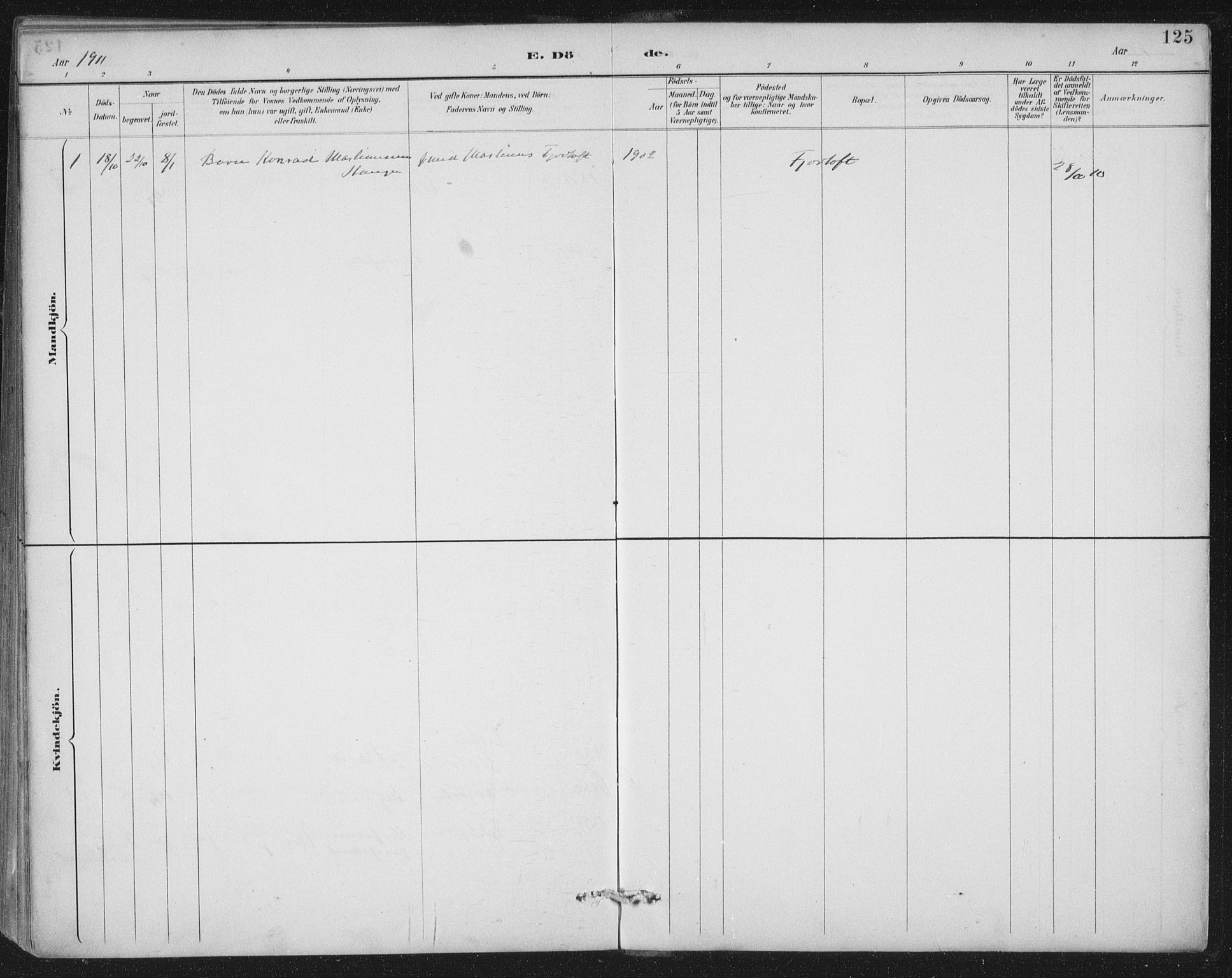 Ministerialprotokoller, klokkerbøker og fødselsregistre - Møre og Romsdal, AV/SAT-A-1454/538/L0522: Ministerialbok nr. 538A01, 1884-1913, s. 125