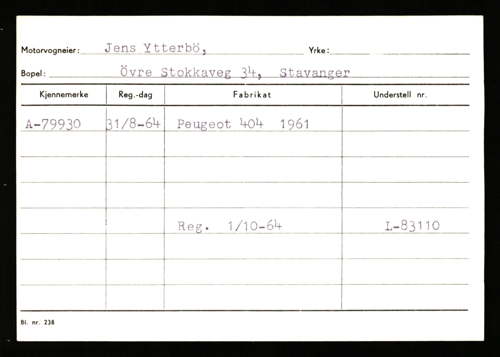 Stavanger trafikkstasjon, SAST/A-101942/0/G/L0008: Registreringsnummer: 67519 - 84533, 1930-1971, s. 1523