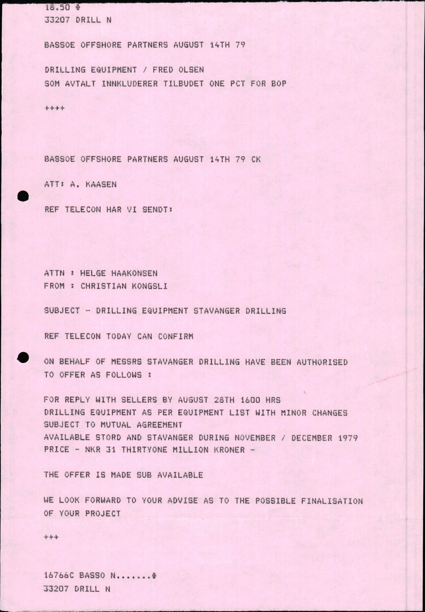 Pa 1503 - Stavanger Drilling AS, SAST/A-101906/2/E/Ec/Eca/L0005: Sak og korrespondanse, 1975-1980