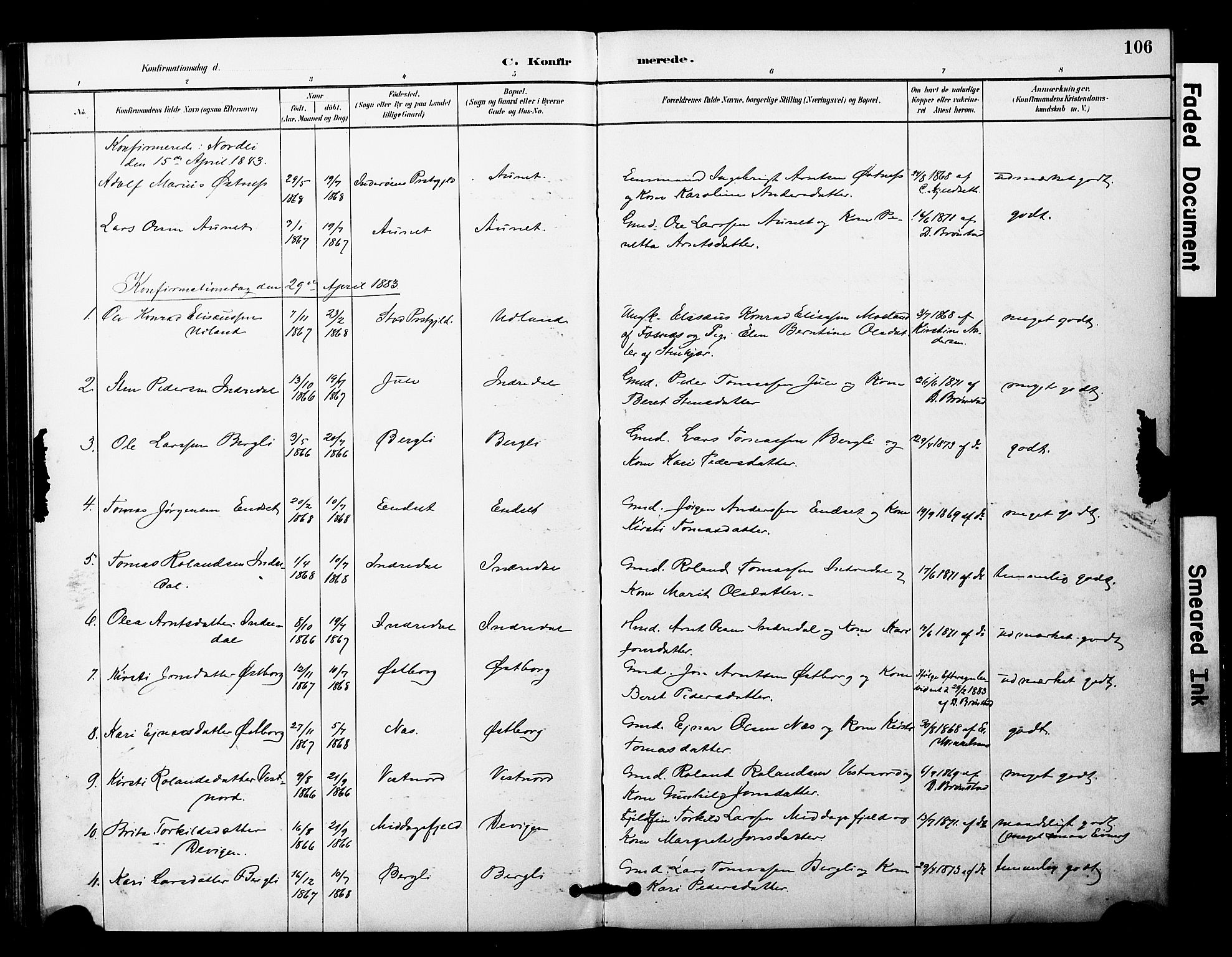 Ministerialprotokoller, klokkerbøker og fødselsregistre - Nord-Trøndelag, AV/SAT-A-1458/757/L0505: Ministerialbok nr. 757A01, 1882-1904, s. 106