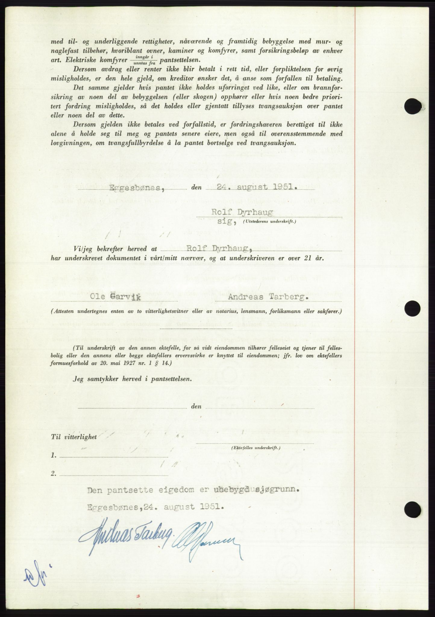 Søre Sunnmøre sorenskriveri, AV/SAT-A-4122/1/2/2C/L0120: Pantebok nr. 8B, 1951-1951, Dagboknr: 1525/1951