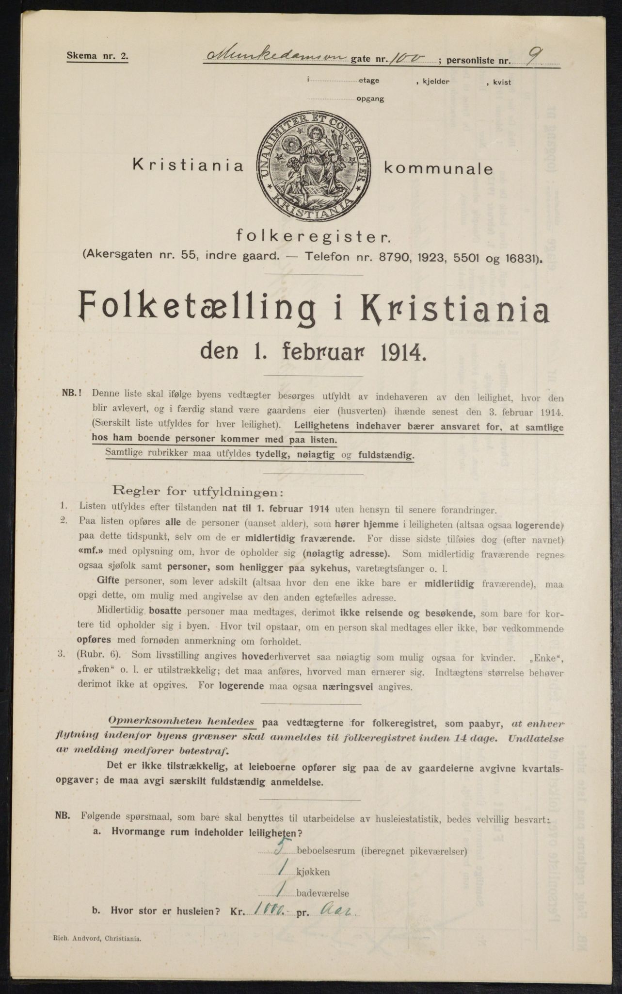 OBA, Kommunal folketelling 1.2.1914 for Kristiania, 1914, s. 67911