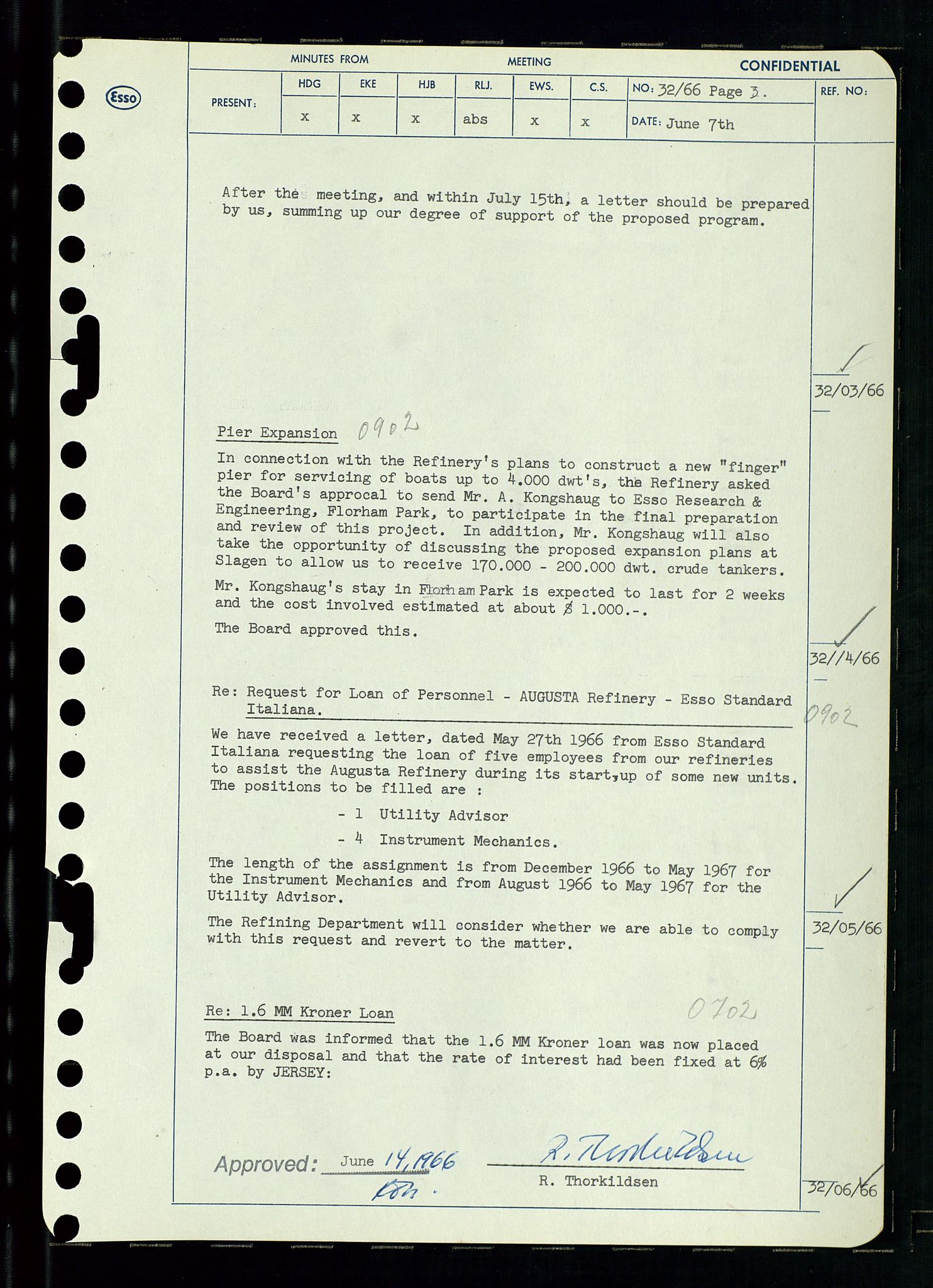 Pa 0982 - Esso Norge A/S, AV/SAST-A-100448/A/Aa/L0002/0002: Den administrerende direksjon Board minutes (styrereferater) / Den administrerende direksjon Board minutes (styrereferater), 1966, s. 71