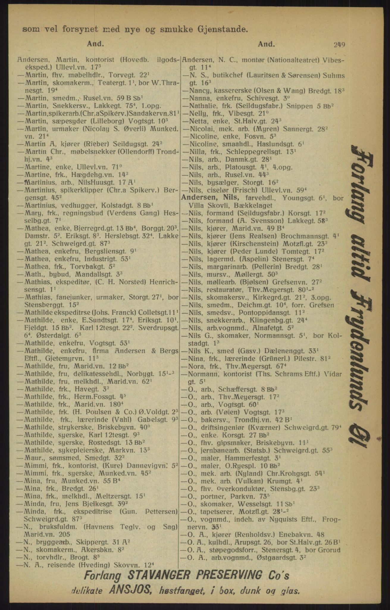 Kristiania/Oslo adressebok, PUBL/-, 1915, s. 249