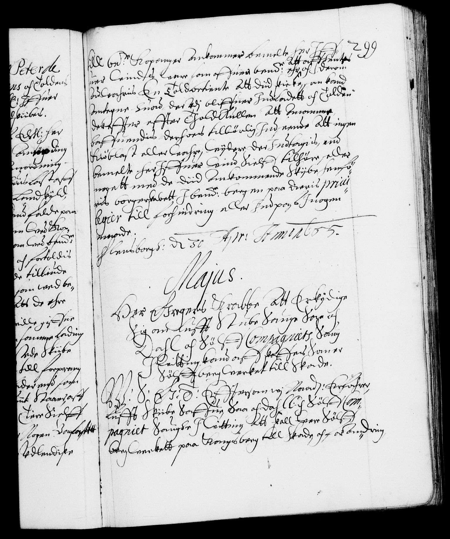 Danske Kanselli 1572-1799, AV/RA-EA-3023/F/Fc/Fca/Fcab/L0009: Norske tegnelser (mikrofilm), 1653-1656, s. 299a