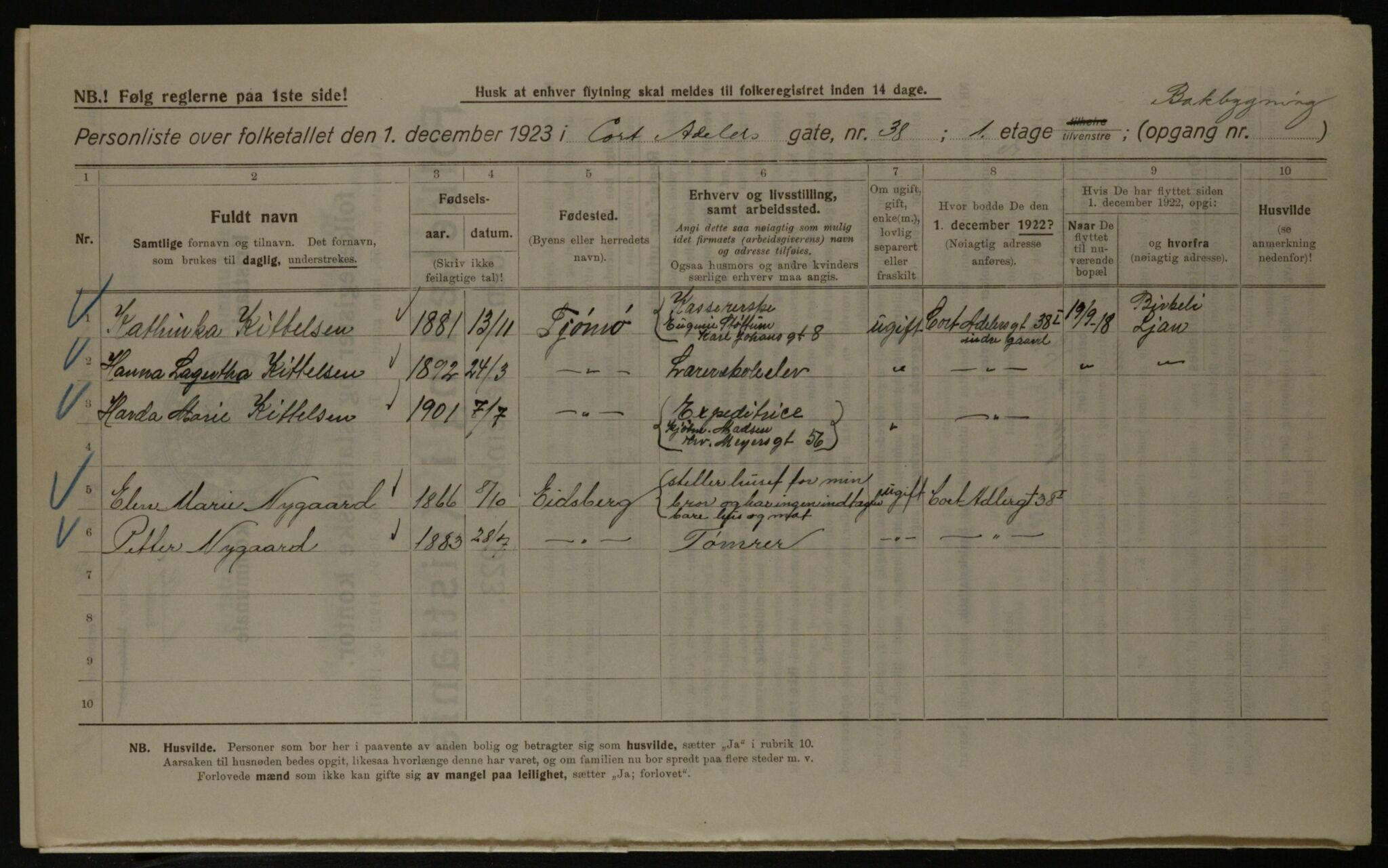 OBA, Kommunal folketelling 1.12.1923 for Kristiania, 1923, s. 15835