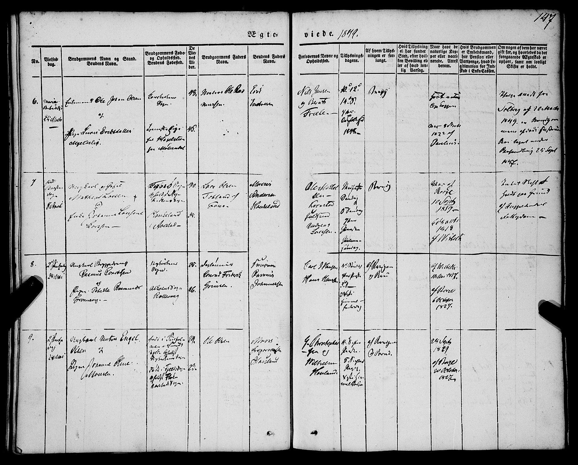 St. Jørgens hospital og Årstad sokneprestembete, AV/SAB-A-99934: Ministerialbok nr. A 4, 1844-1863, s. 147