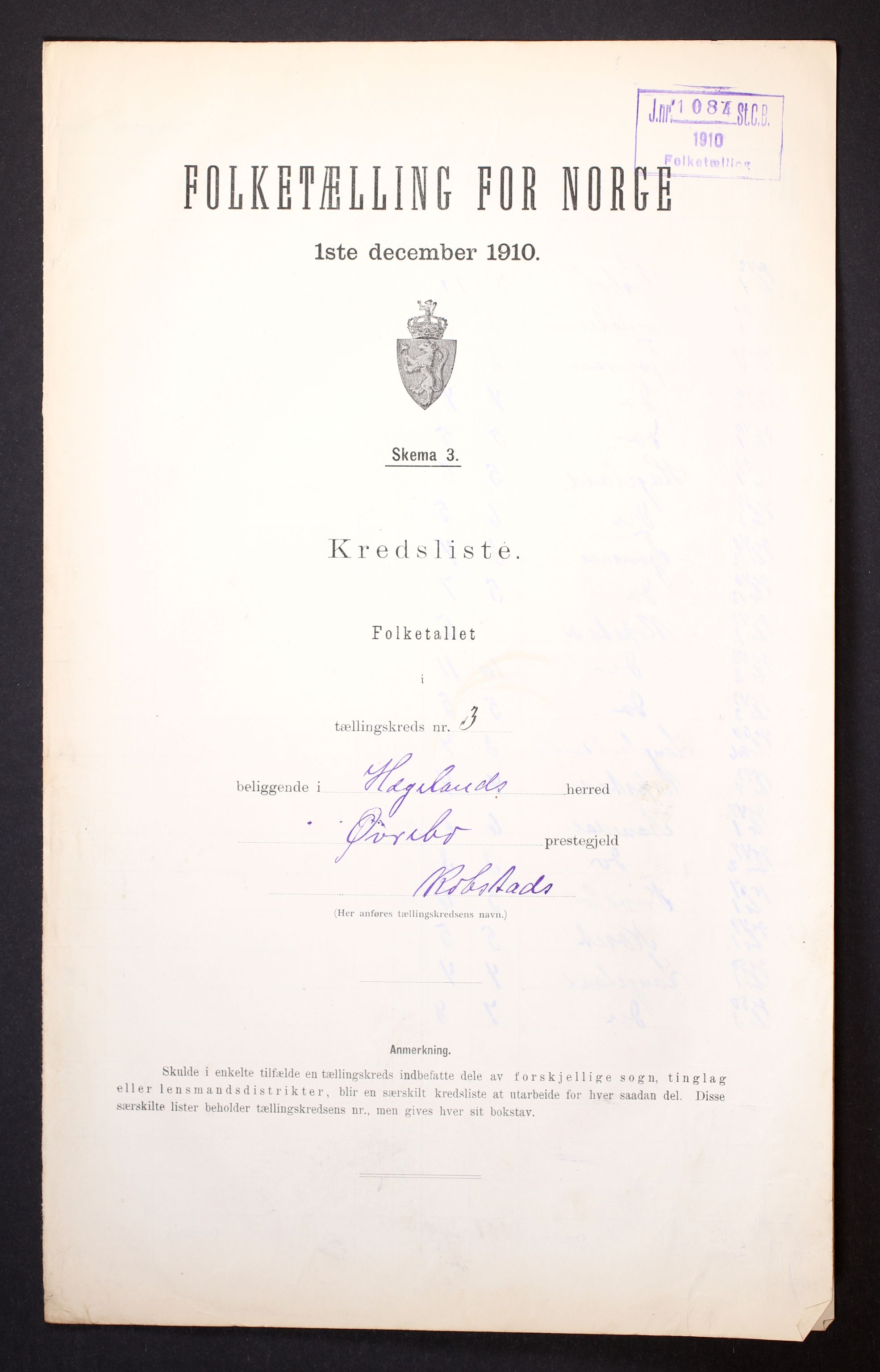 RA, Folketelling 1910 for 1015 Hægeland herred, 1910, s. 10