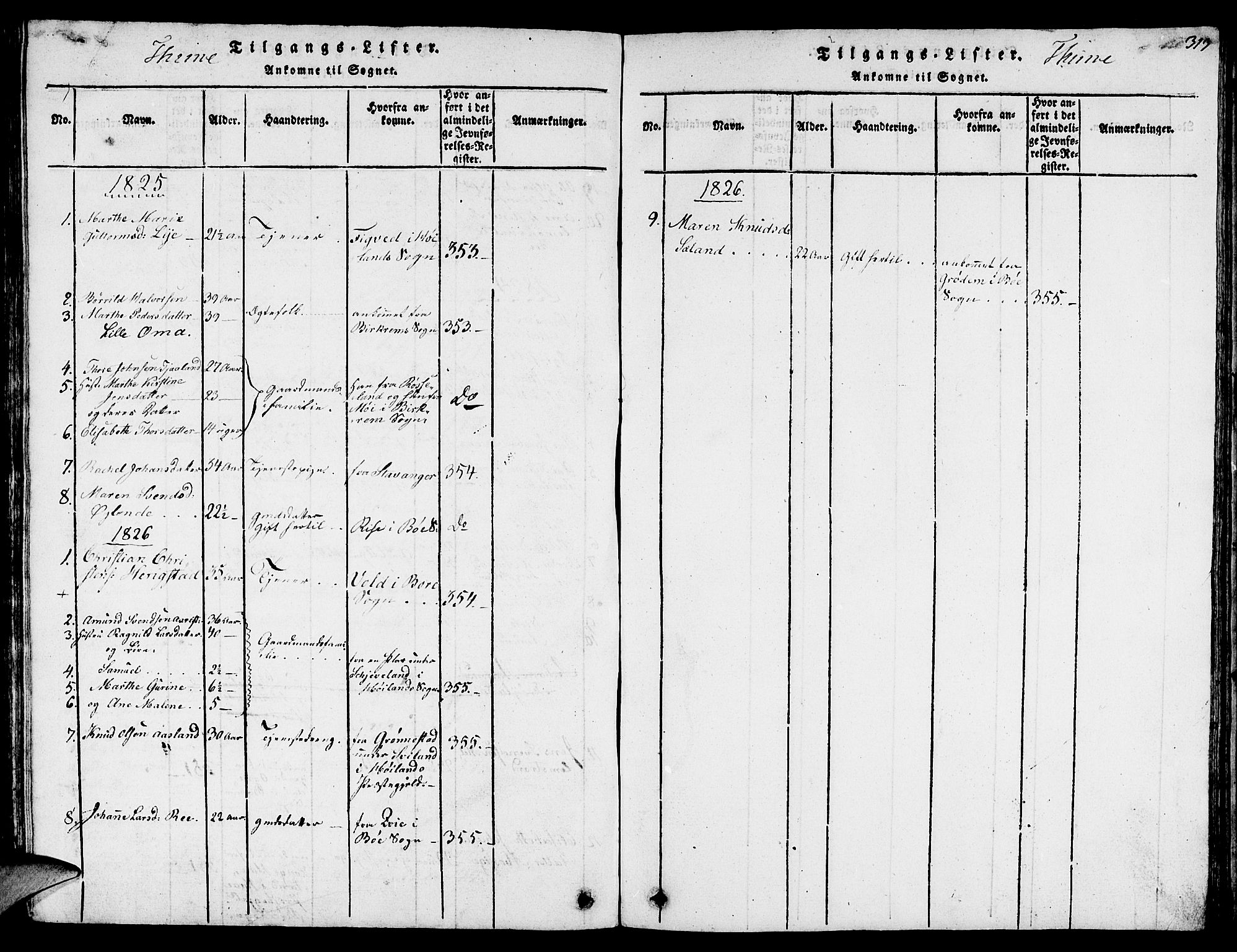 Lye sokneprestkontor, AV/SAST-A-101794/001/30BB/L0001: Klokkerbok nr. B 1 /1, 1816-1826, s. 313