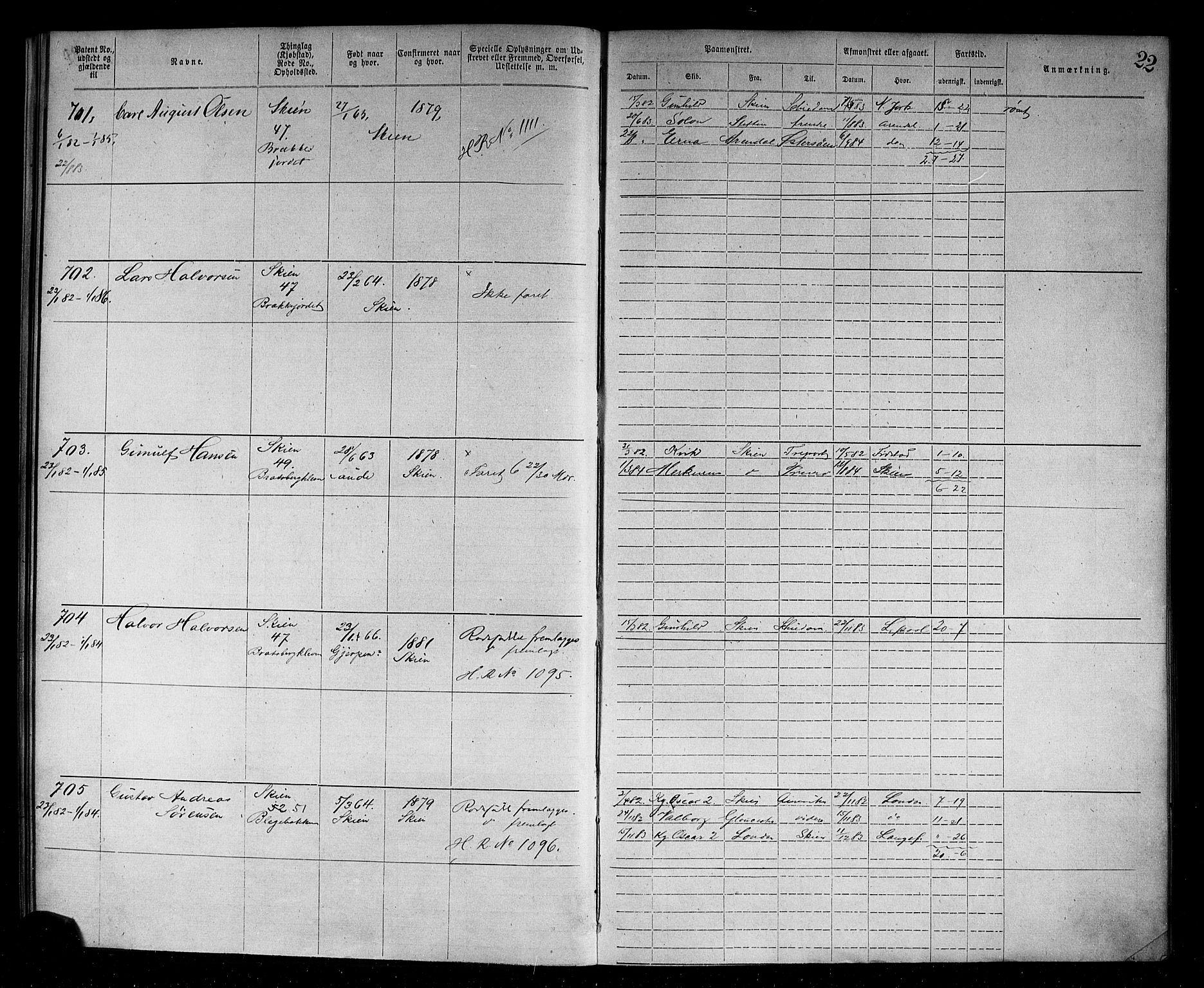 Skien innrulleringskontor, AV/SAKO-A-832/F/Fc/L0003: Annotasjonsrulle, 1879-1899, s. 24