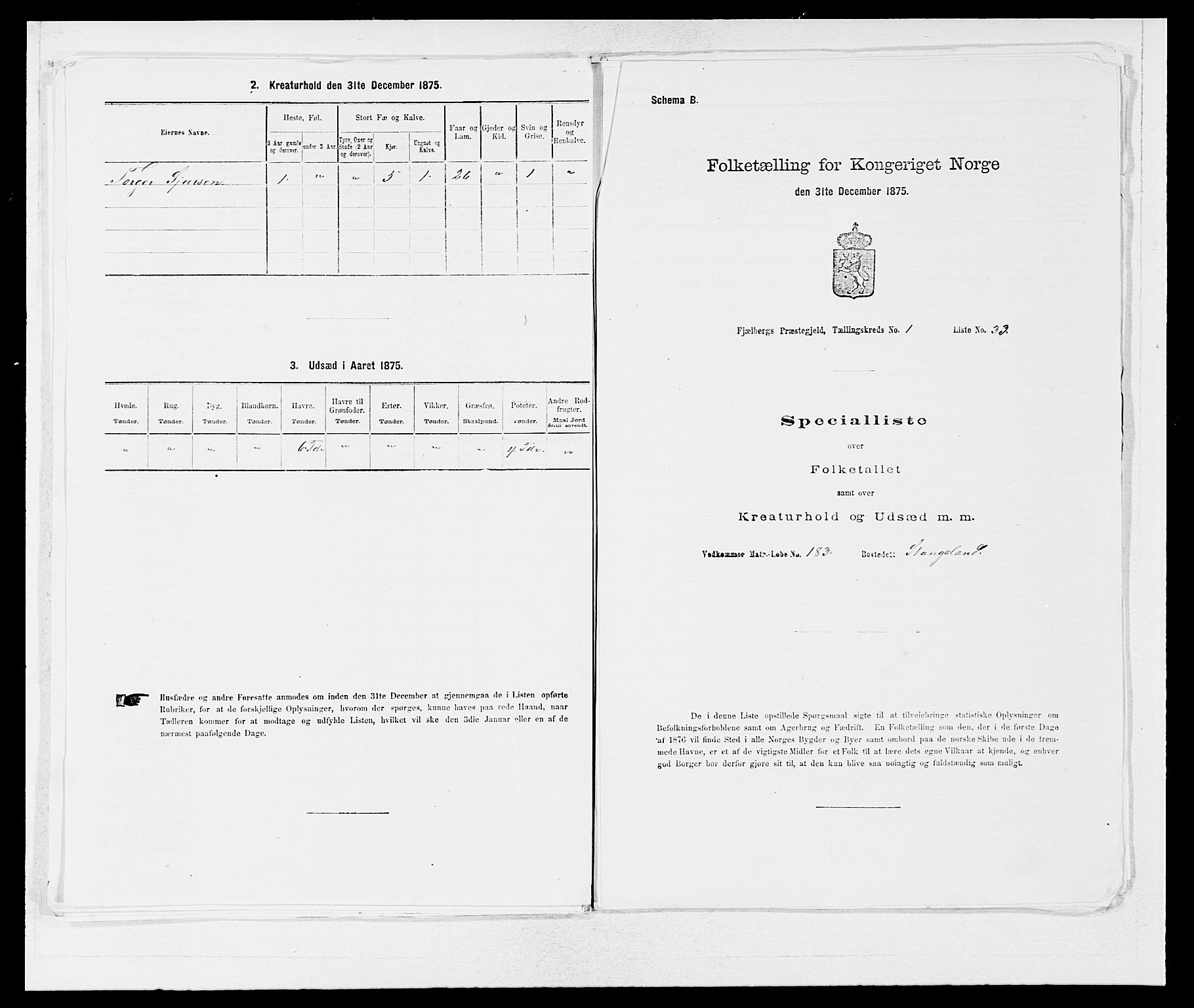 SAB, Folketelling 1875 for 1213P Fjelberg prestegjeld, 1875, s. 95