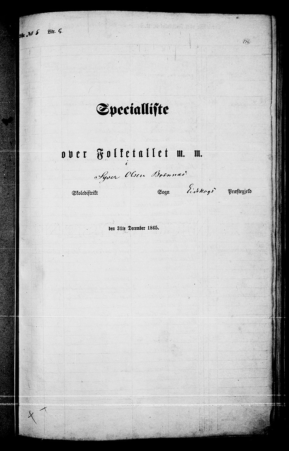 RA, Folketelling 1865 for 0420P Eidskog prestegjeld, 1865, s. 160