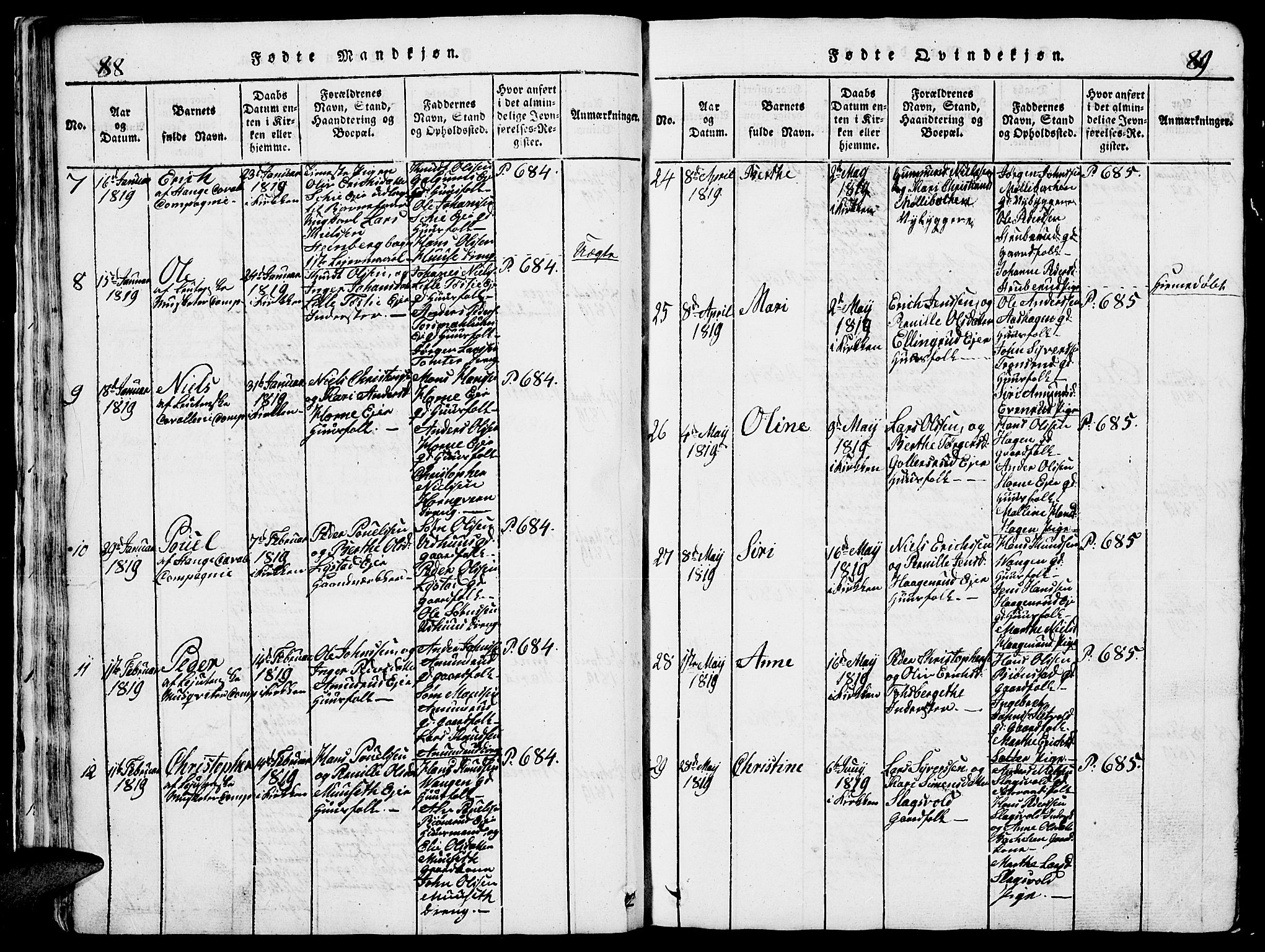 Romedal prestekontor, AV/SAH-PREST-004/L/L0005: Klokkerbok nr. 5, 1814-1829, s. 88-89