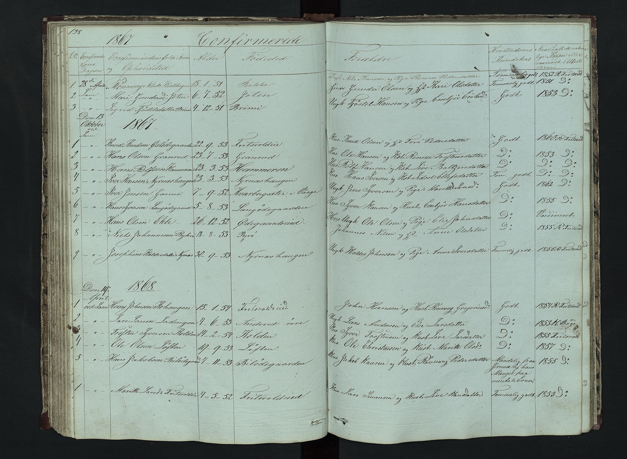 Lom prestekontor, AV/SAH-PREST-070/L/L0014: Klokkerbok nr. 14, 1845-1876, s. 138-139