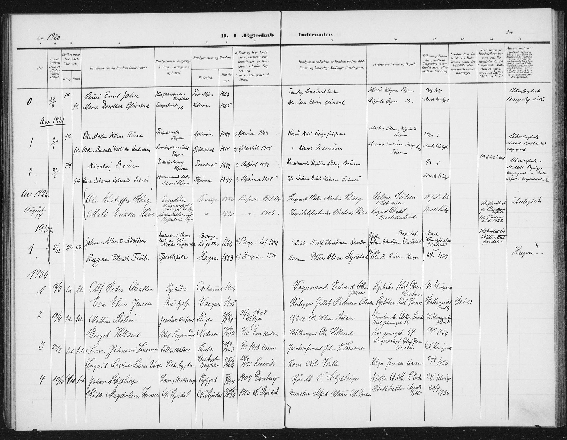 Ministerialprotokoller, klokkerbøker og fødselsregistre - Sør-Trøndelag, SAT/A-1456/623/L0479: Klokkerbok nr. 623C02, 1907-1933