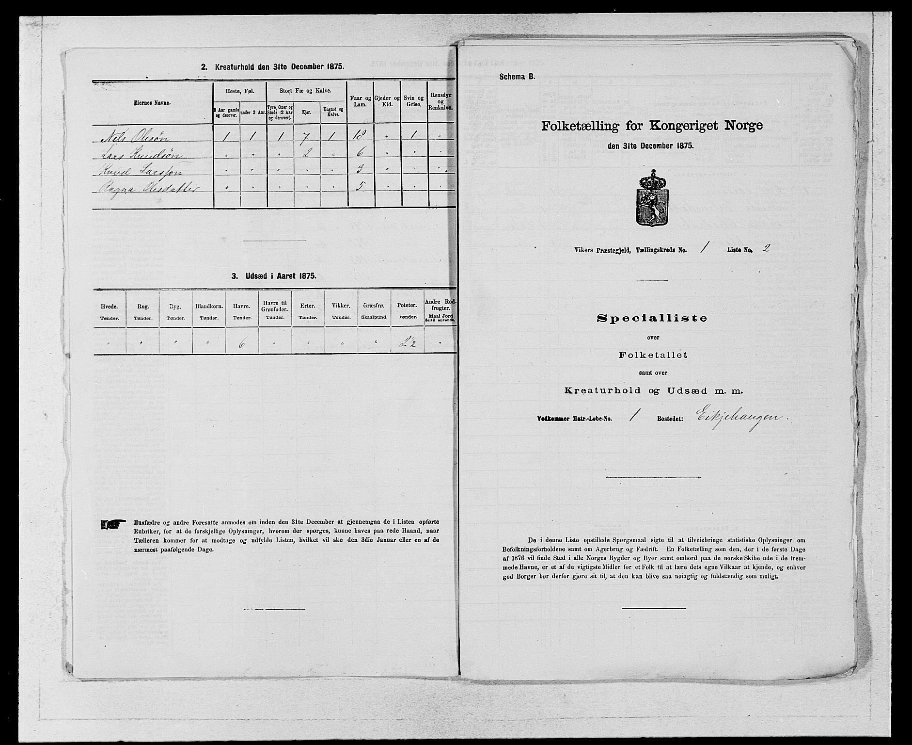 SAB, Folketelling 1875 for 1238P Vikør prestegjeld, 1875, s. 23