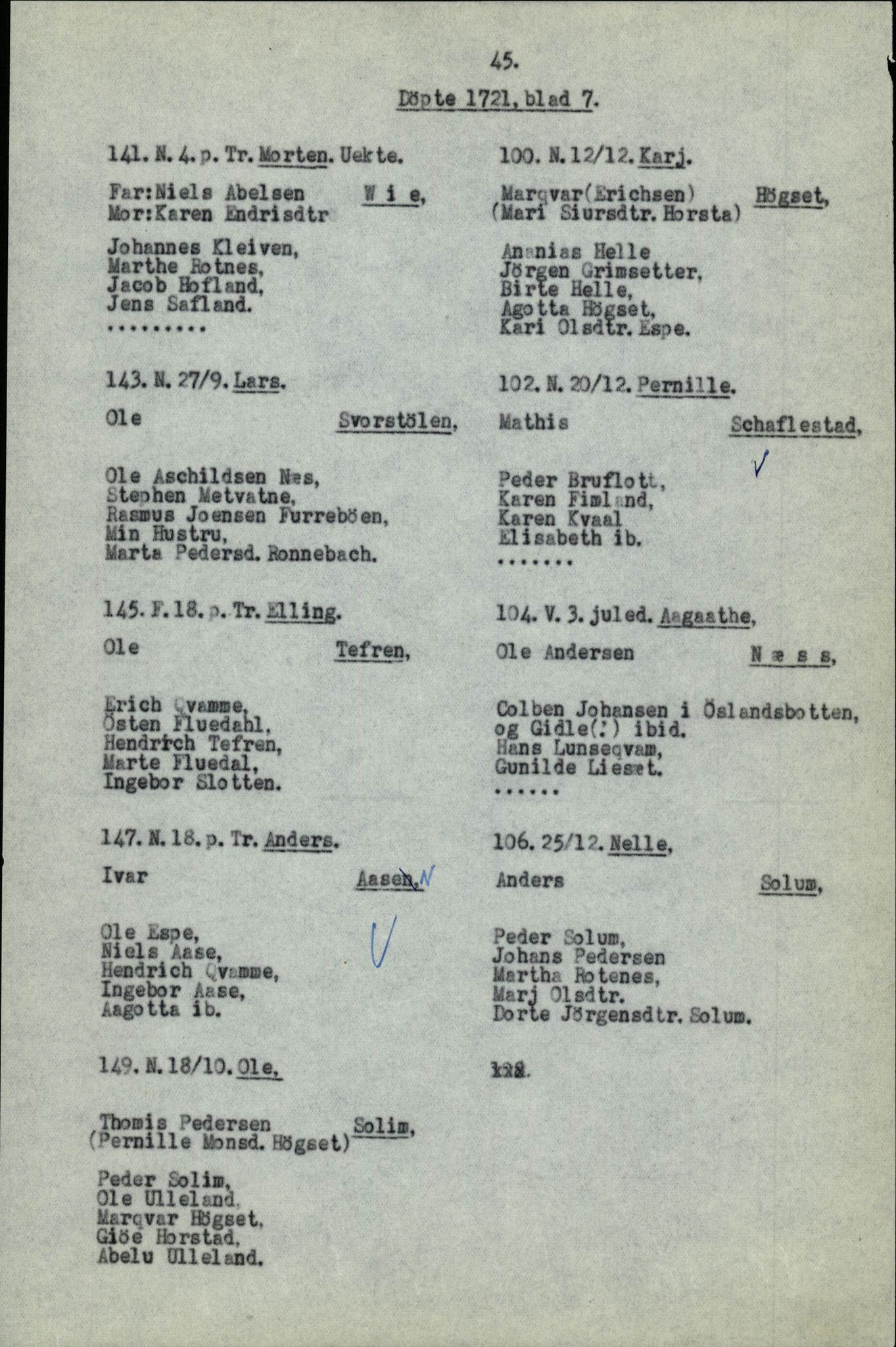 Samling av fulltekstavskrifter, SAB/FULLTEKST/B/14/0006: Førde sokneprestembete, ministerialbok nr. A 1, 1720-1727, s. 46