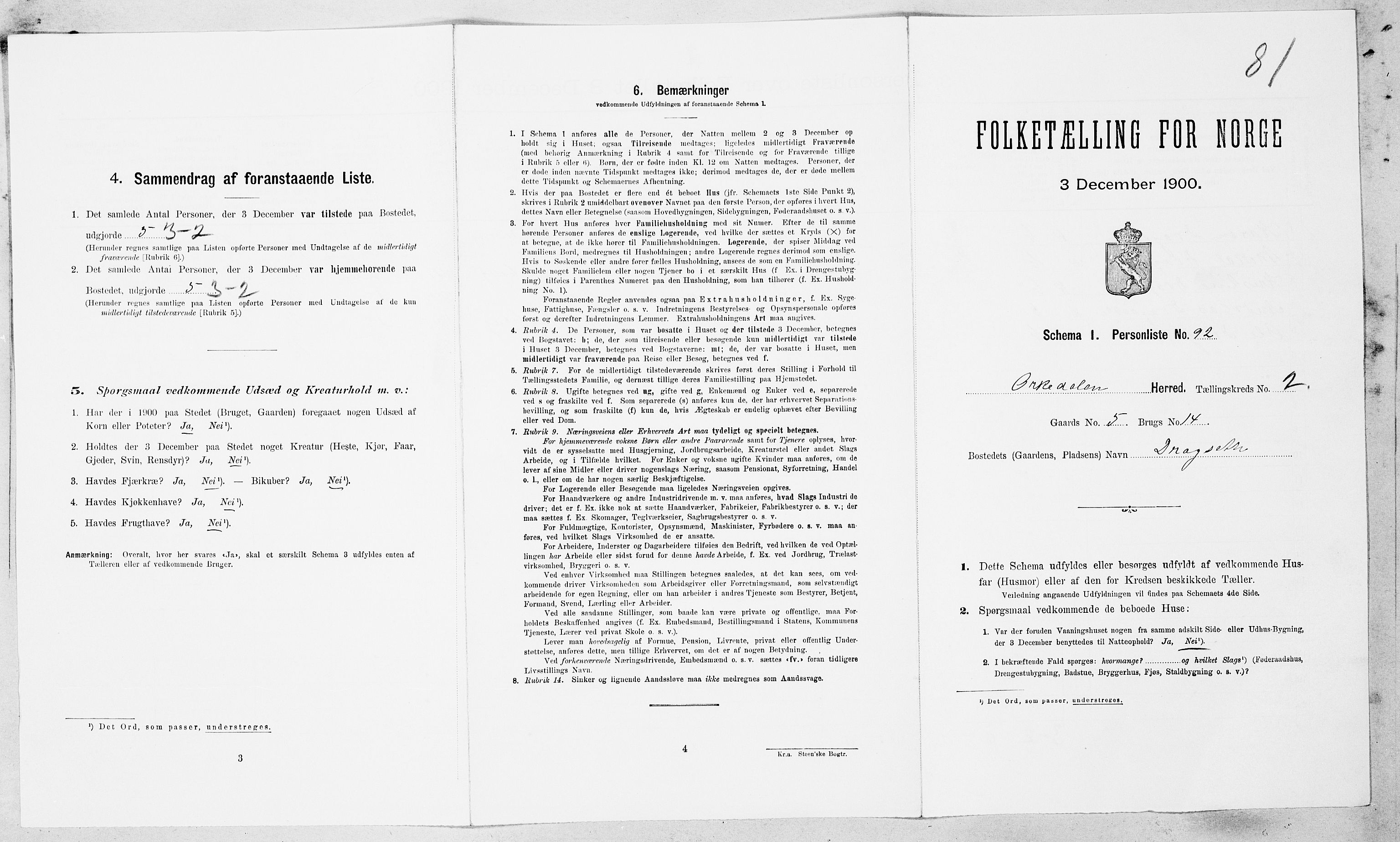 SAT, Folketelling 1900 for 1638 Orkdal herred, 1900, s. 533