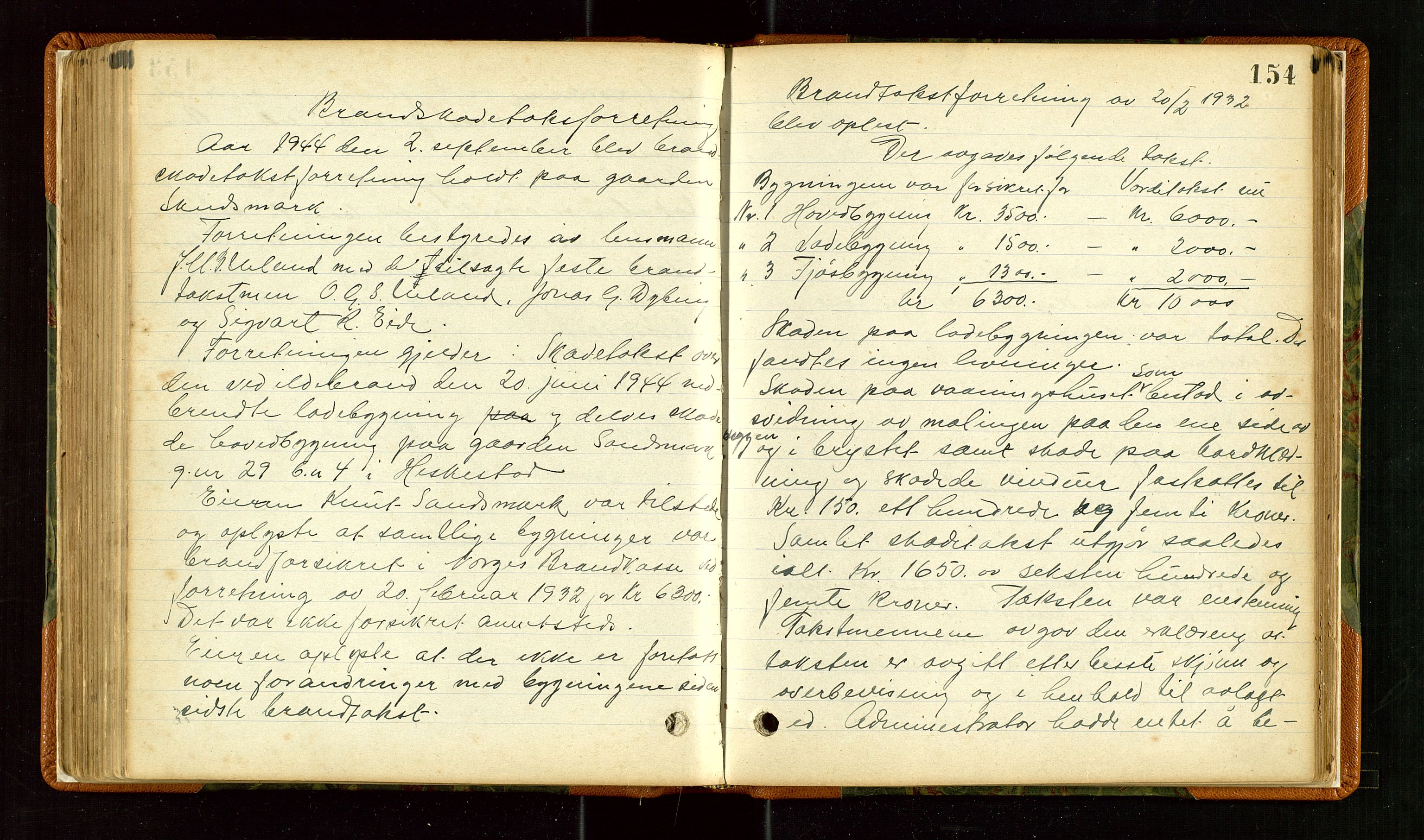 Heskestad lensmannskontor, AV/SAST-A-100304/Goa/L0001: "Brandtaxtprotokol", 1882-1951, s. 153b-154a