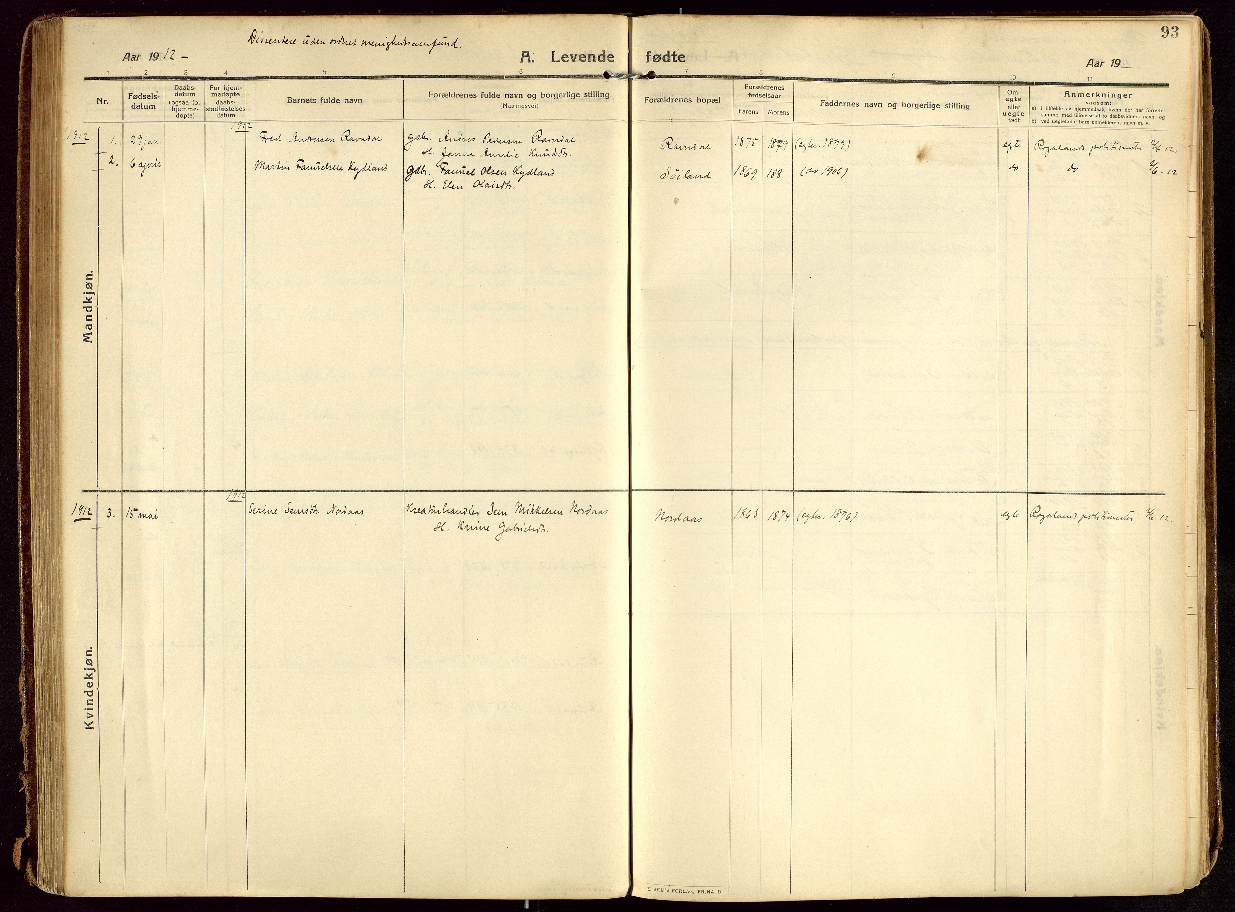 Lye sokneprestkontor, AV/SAST-A-101794/002/B/L0001: Ministerialbok nr. A 13, 1910-1925, s. 93