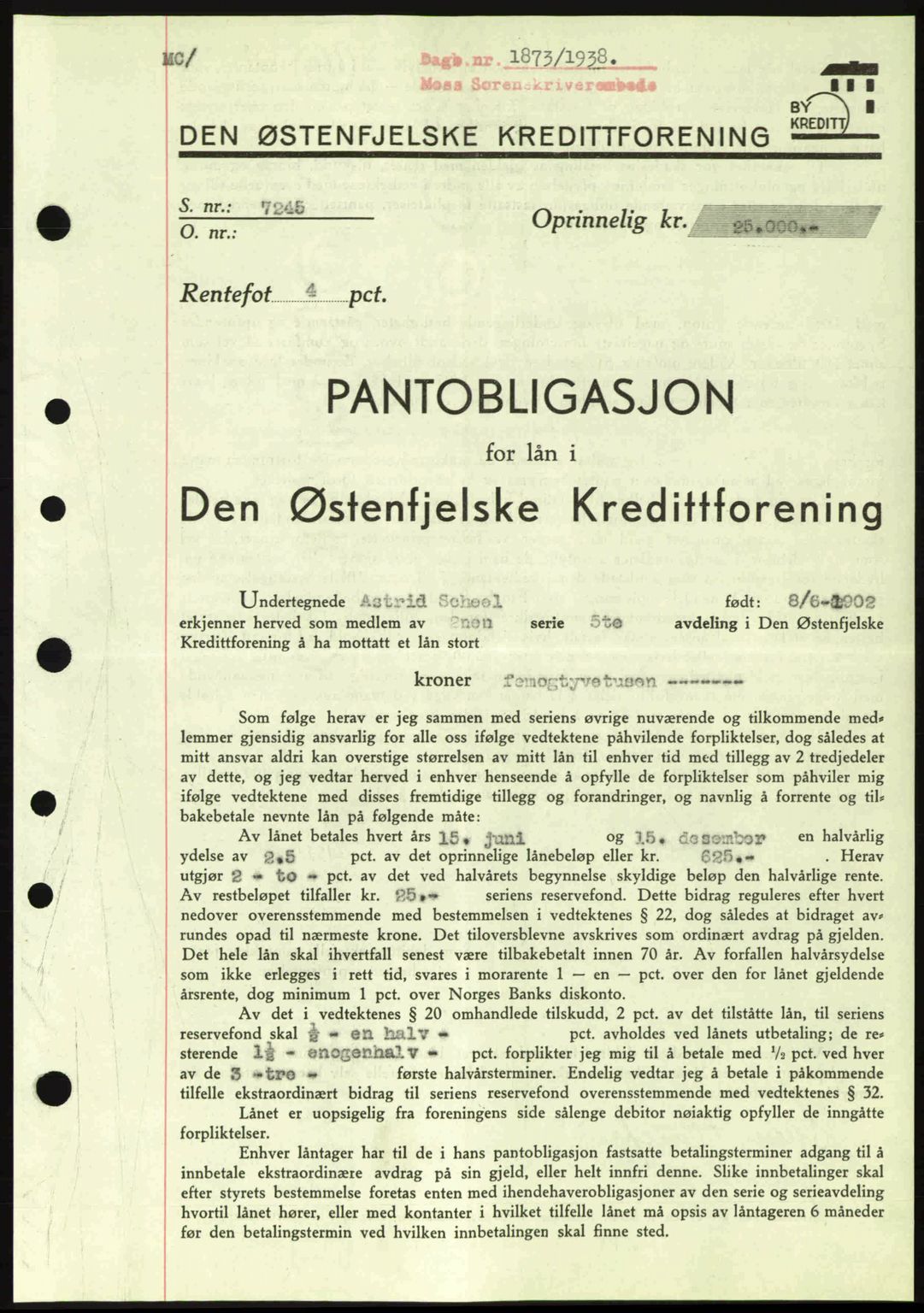 Moss sorenskriveri, SAO/A-10168: Pantebok nr. B6, 1938-1938, Dagboknr: 1873/1938