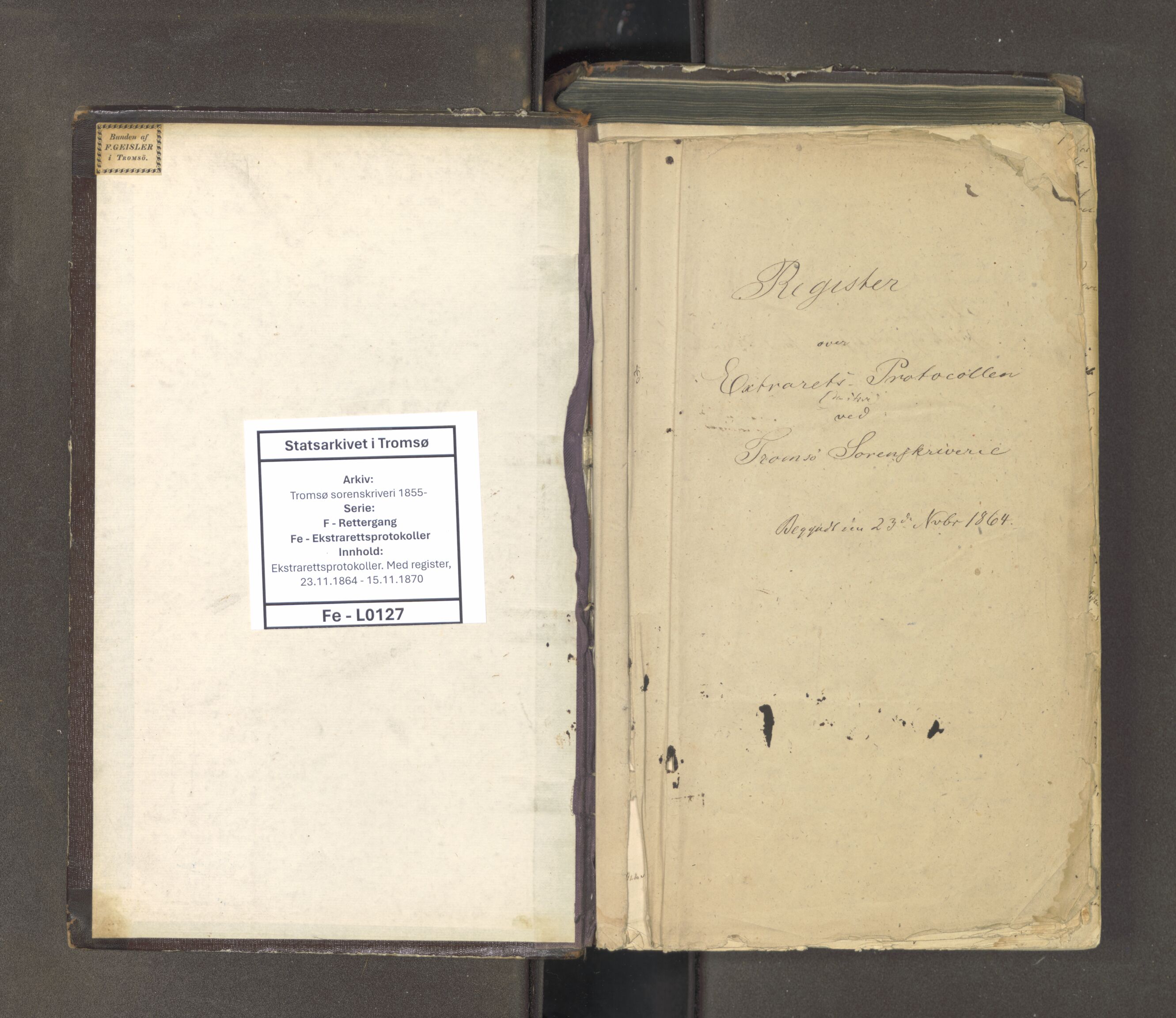 Tromsø sorenskriveri 1855-, AV/SATØ-S-0050/F/Fe/L0127: Ekstrarettsprotokoll med register, 1864-1870