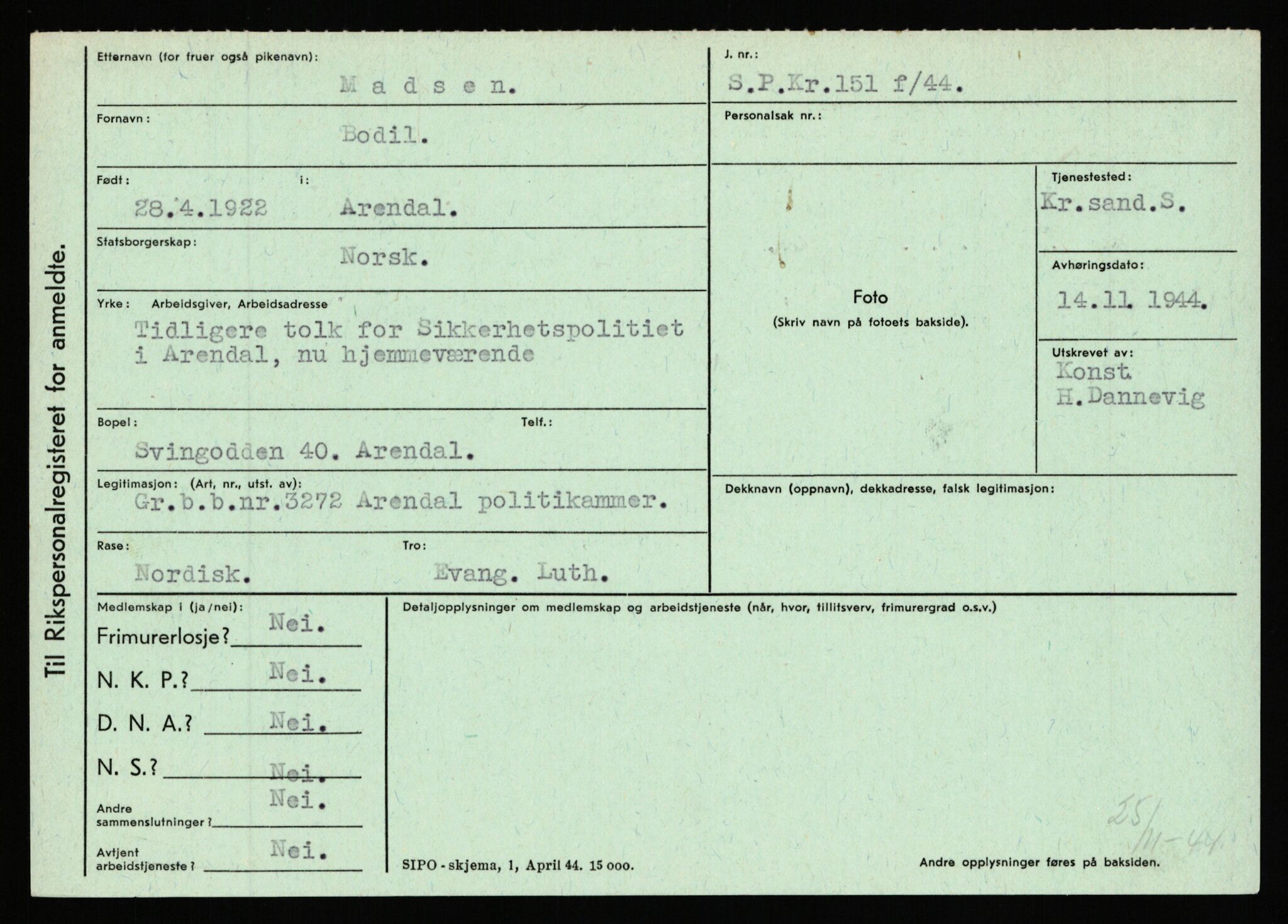 Statspolitiet - Hovedkontoret / Osloavdelingen, AV/RA-S-1329/C/Ca/L0010: Lind - Moksnes, 1943-1945, s. 2369