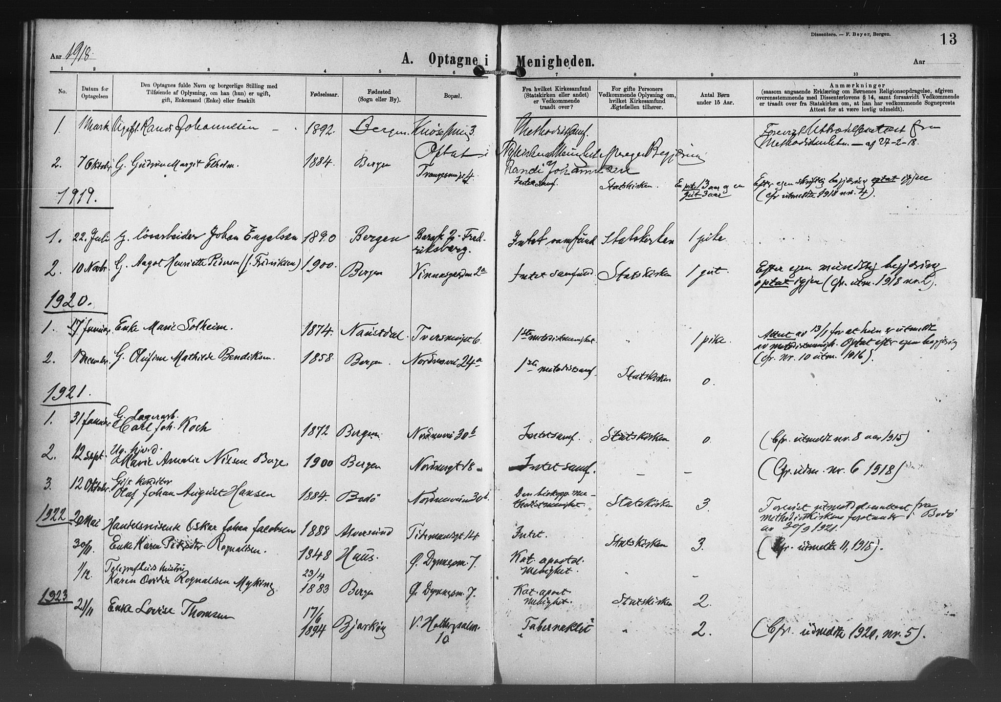 Nykirken Sokneprestembete, AV/SAB-A-77101/H/Haa/L0054: Ministerialbok nr. H 3, 1897-1943, s. 13