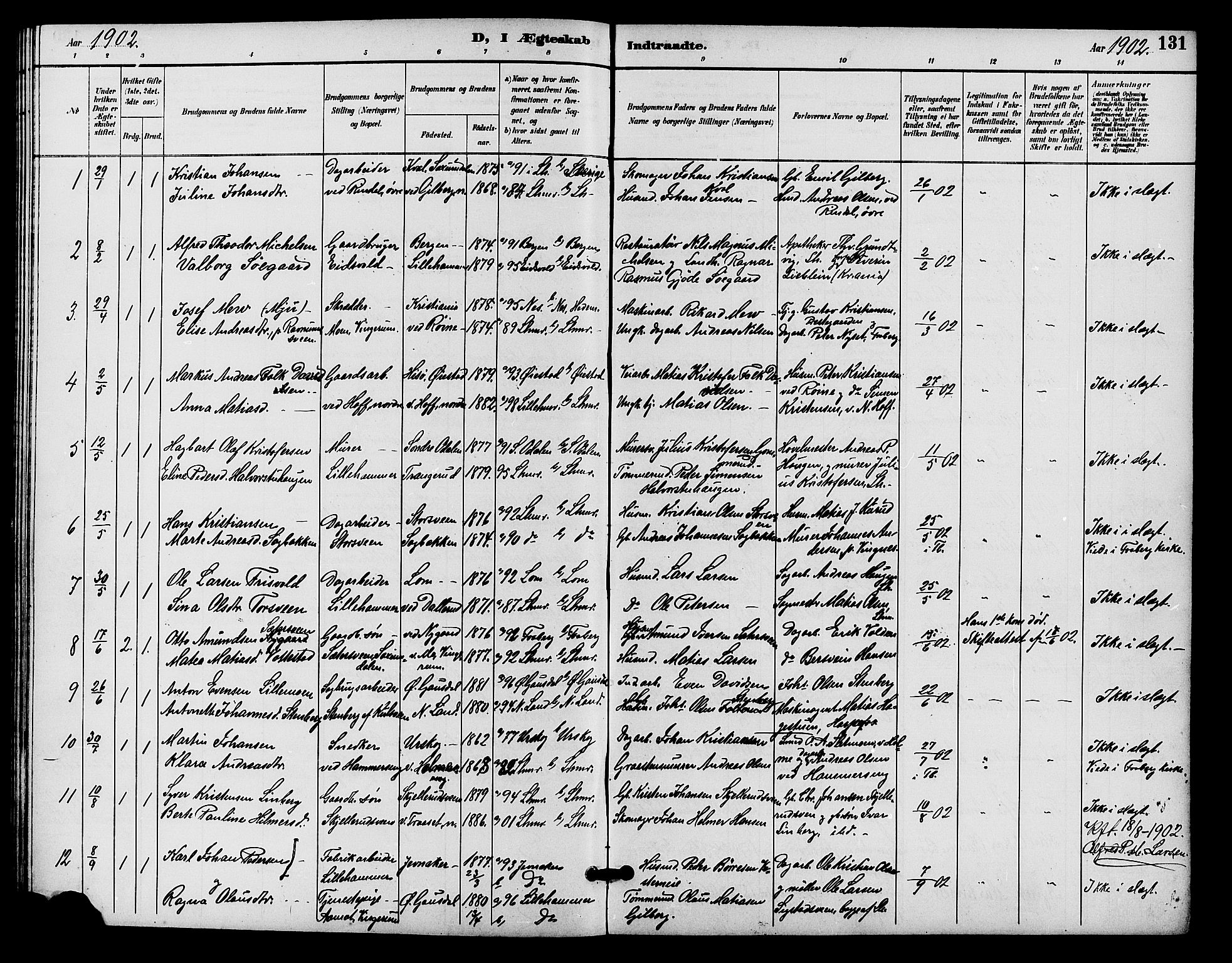 Fåberg prestekontor, AV/SAH-PREST-086/H/Ha/Hab/L0009: Klokkerbok nr. 9, 1891-1902, s. 131